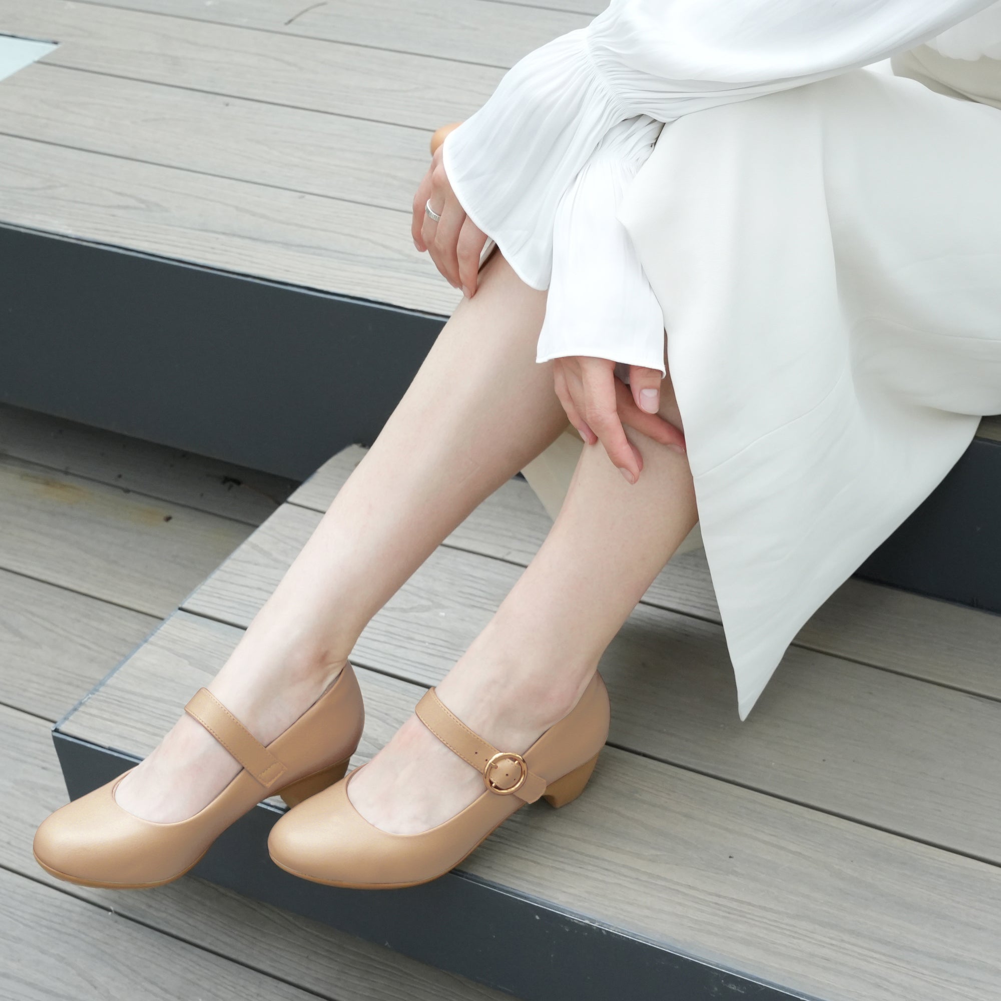 Beige Pumps Dress-Alexa