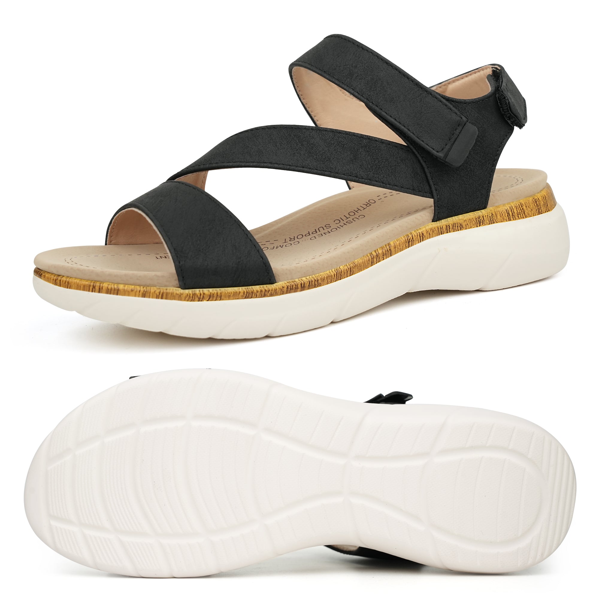 Black Arch Support Sandals-Lilia Black / 6.5