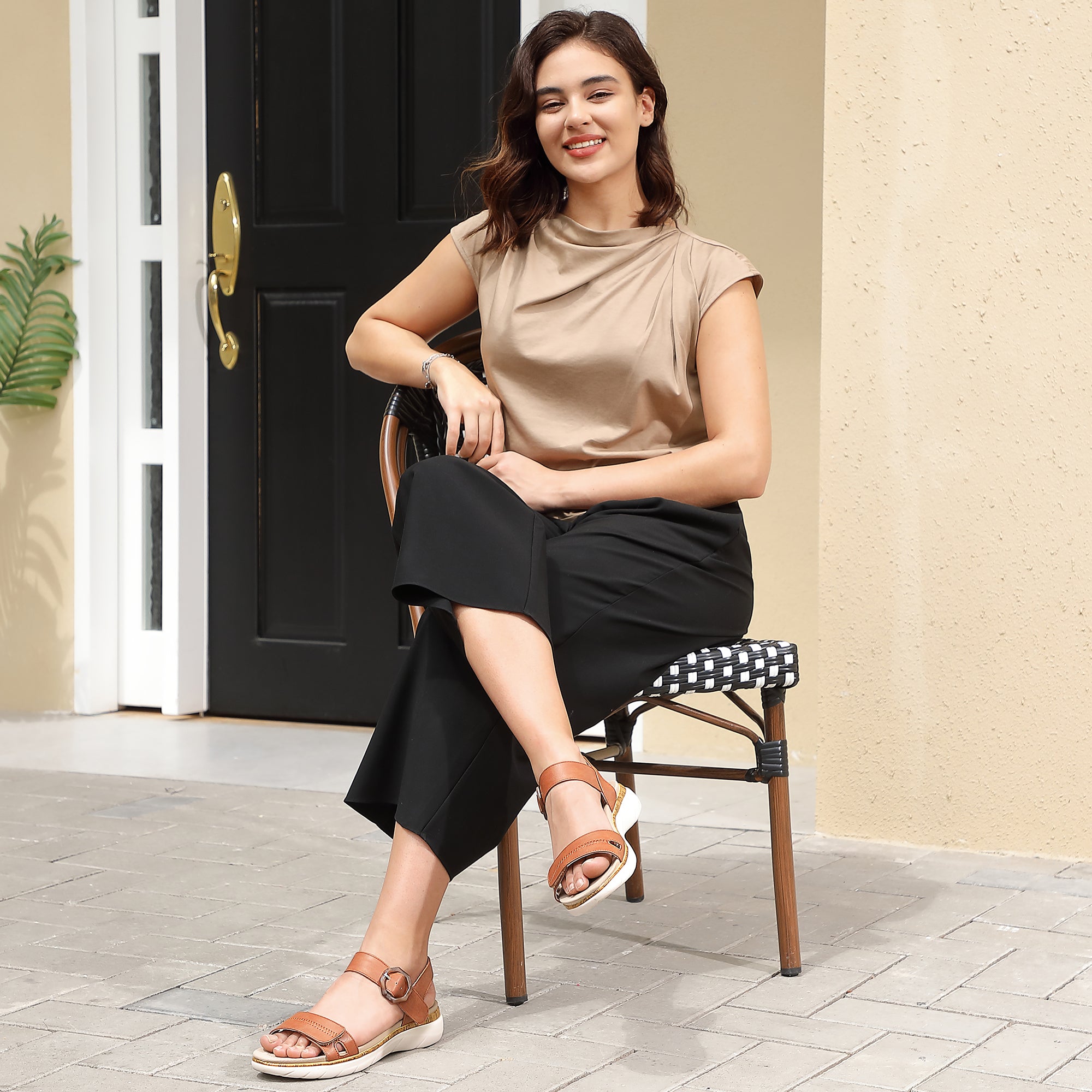 Brown Arch Support Sandals-Celia
