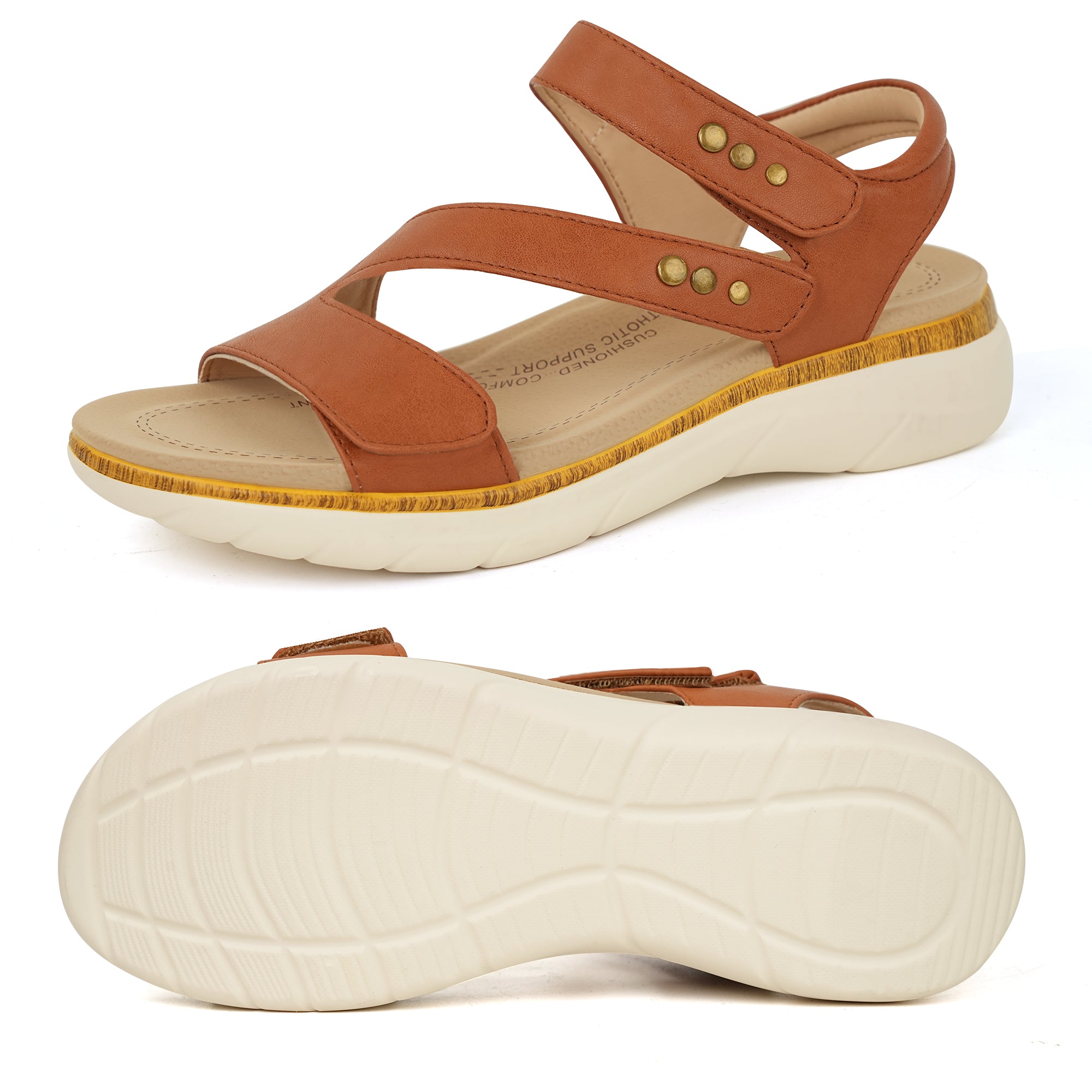 Brown Arch Support Sandals-Olivia