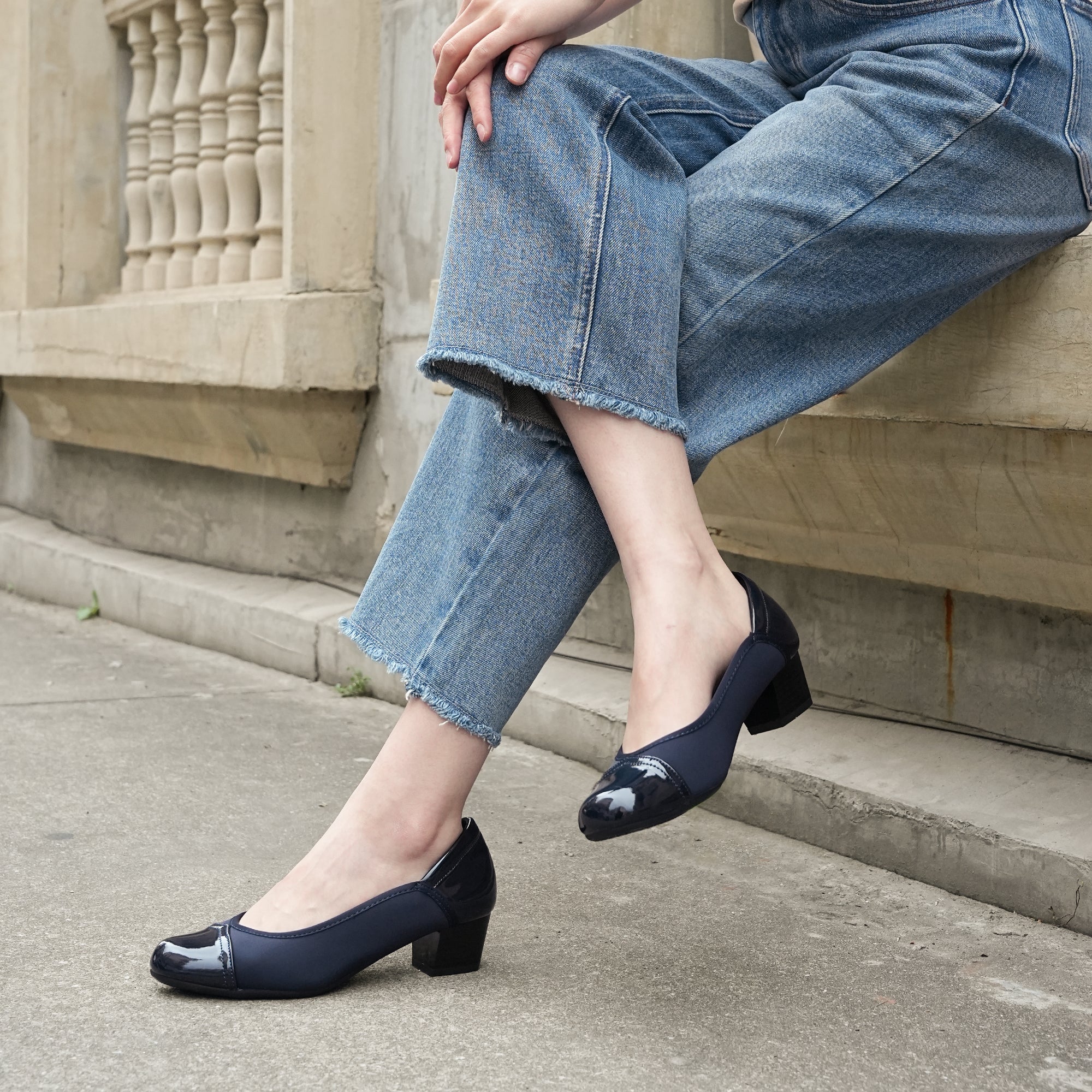Navy Pumps Dress-Cassie