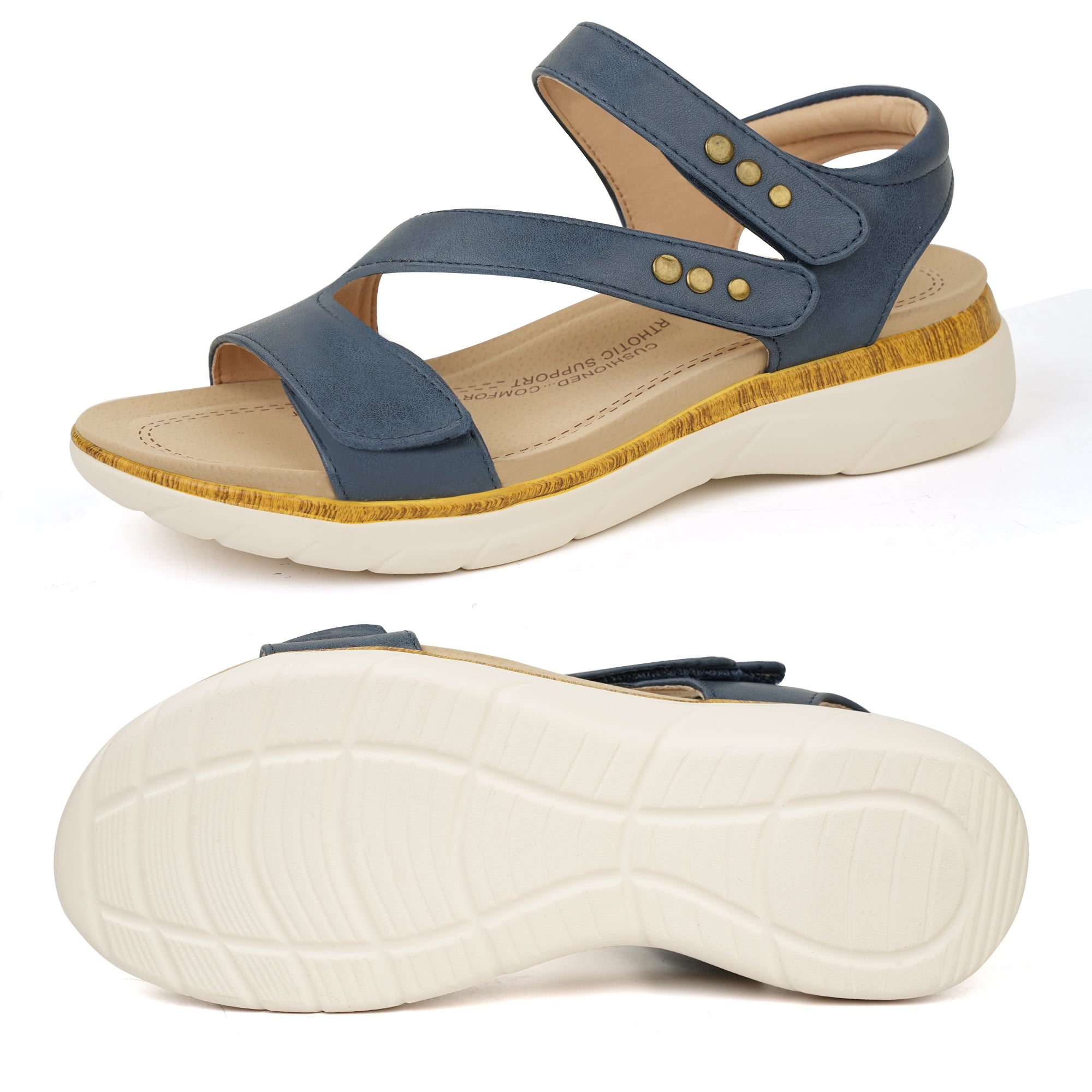 Navy Arch Support Sandals-Olivia