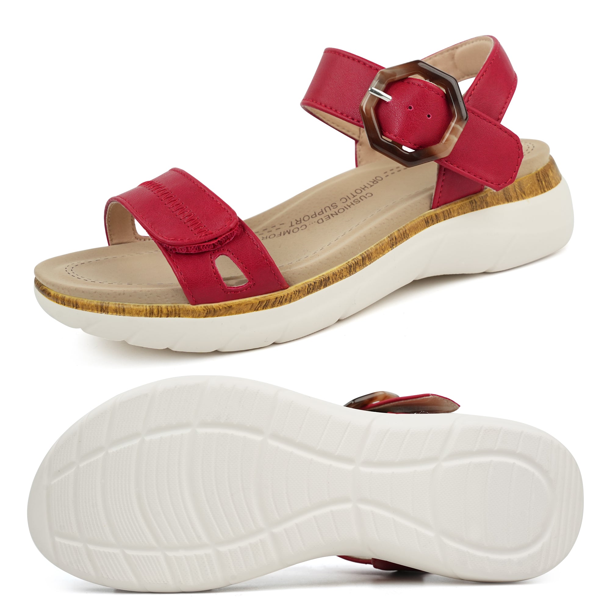 Red Arch Support Sandals-Celia Red / 9.5