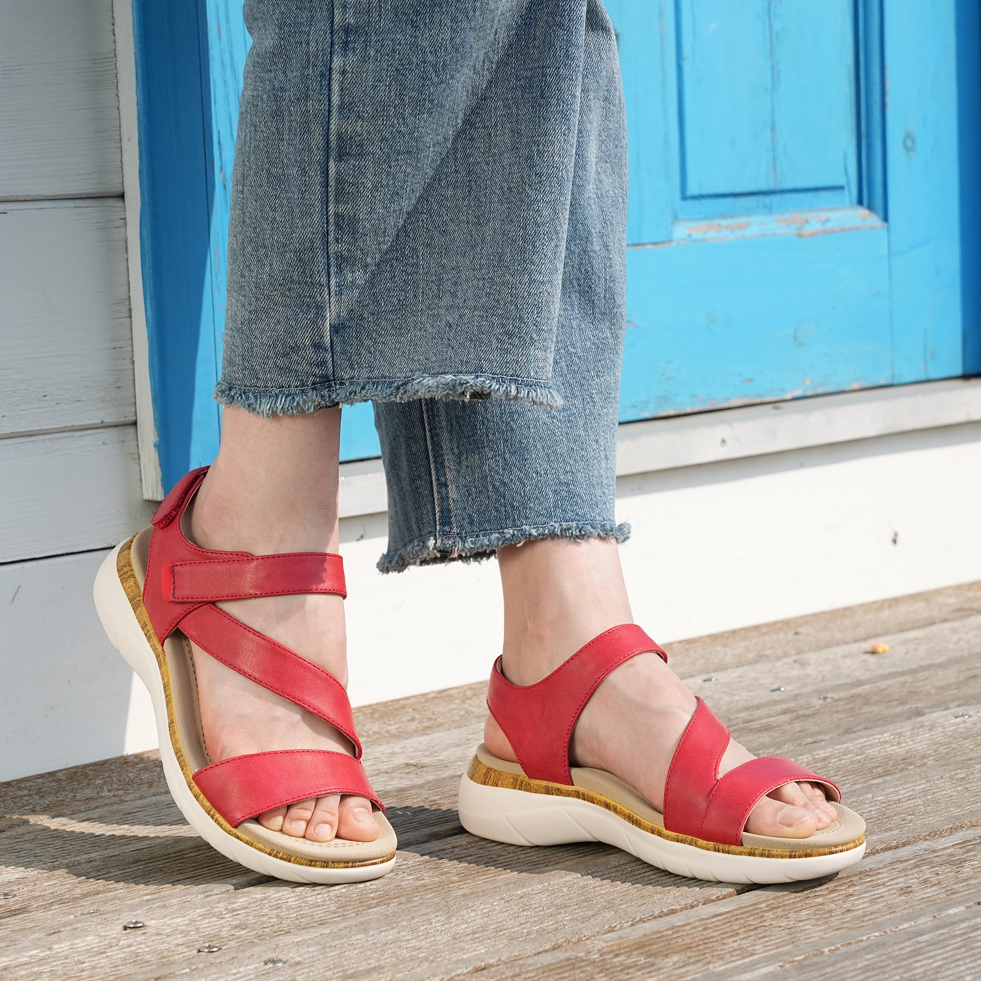 Red Arch Support Sandals-Lilia