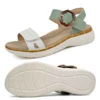 White Green Arch Support Sandals-Celia