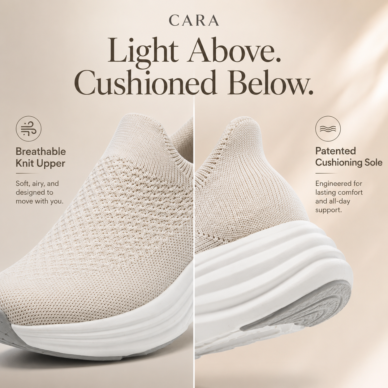 Beige Walking shoes-Cara