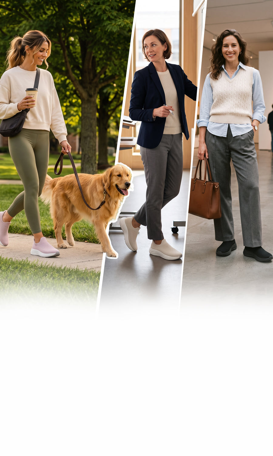 Women wearing ZenEnergy shoes throughout the day