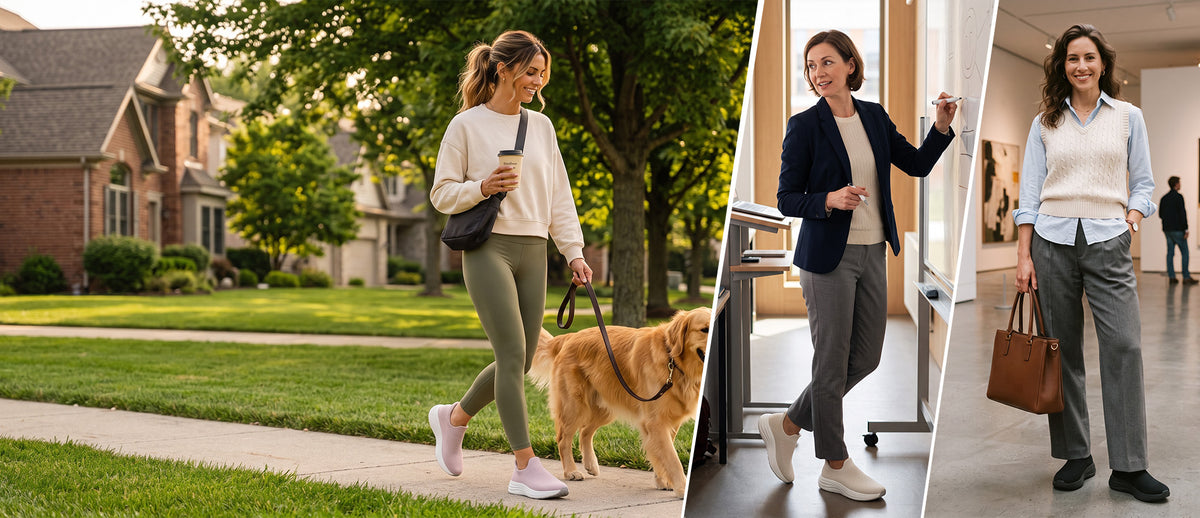 Women wearing ZenEnergy shoes throughout the day
