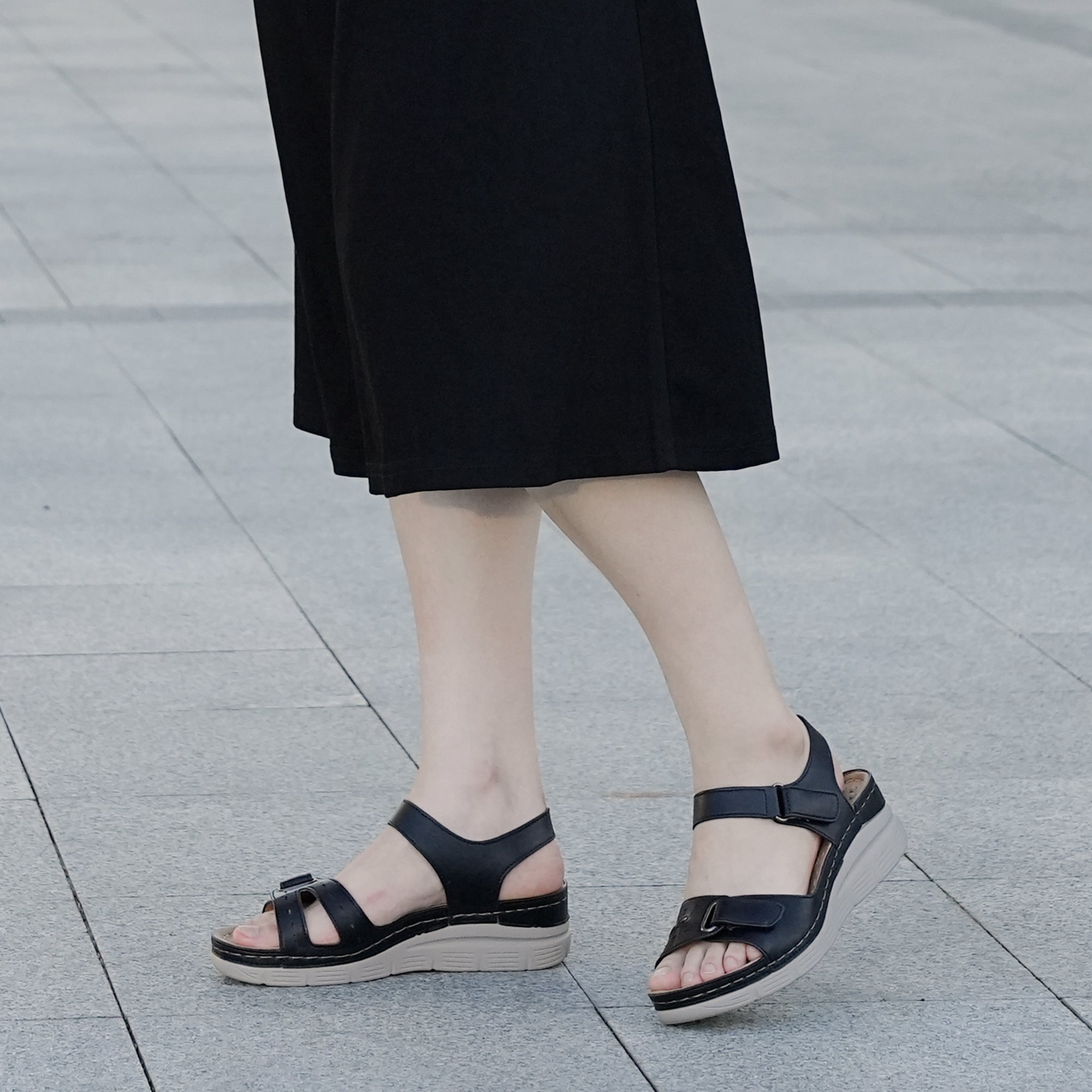 Black Massage Sandals-Scarlett