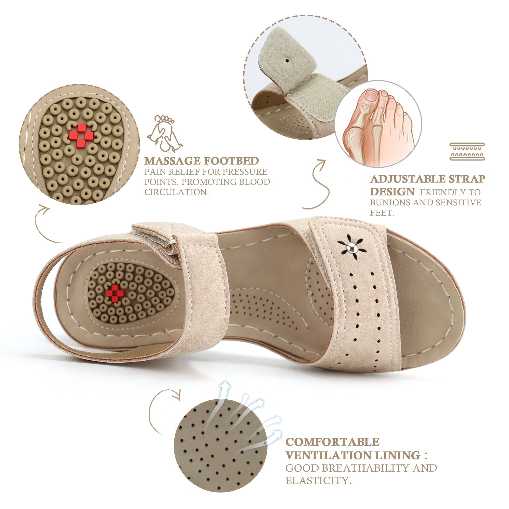 Grey Massage Sandals-Stella