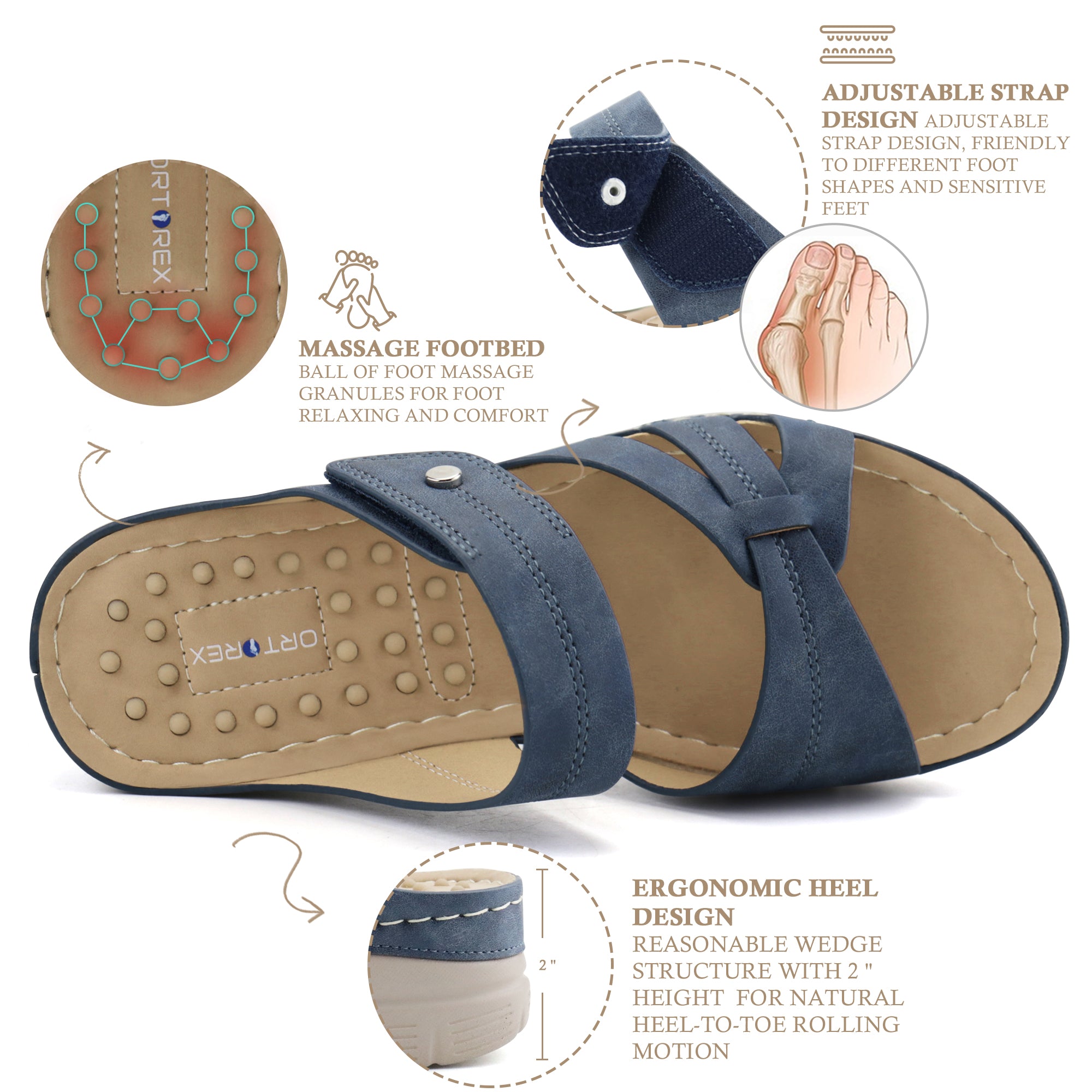 Navy Massage Sandals-Halo