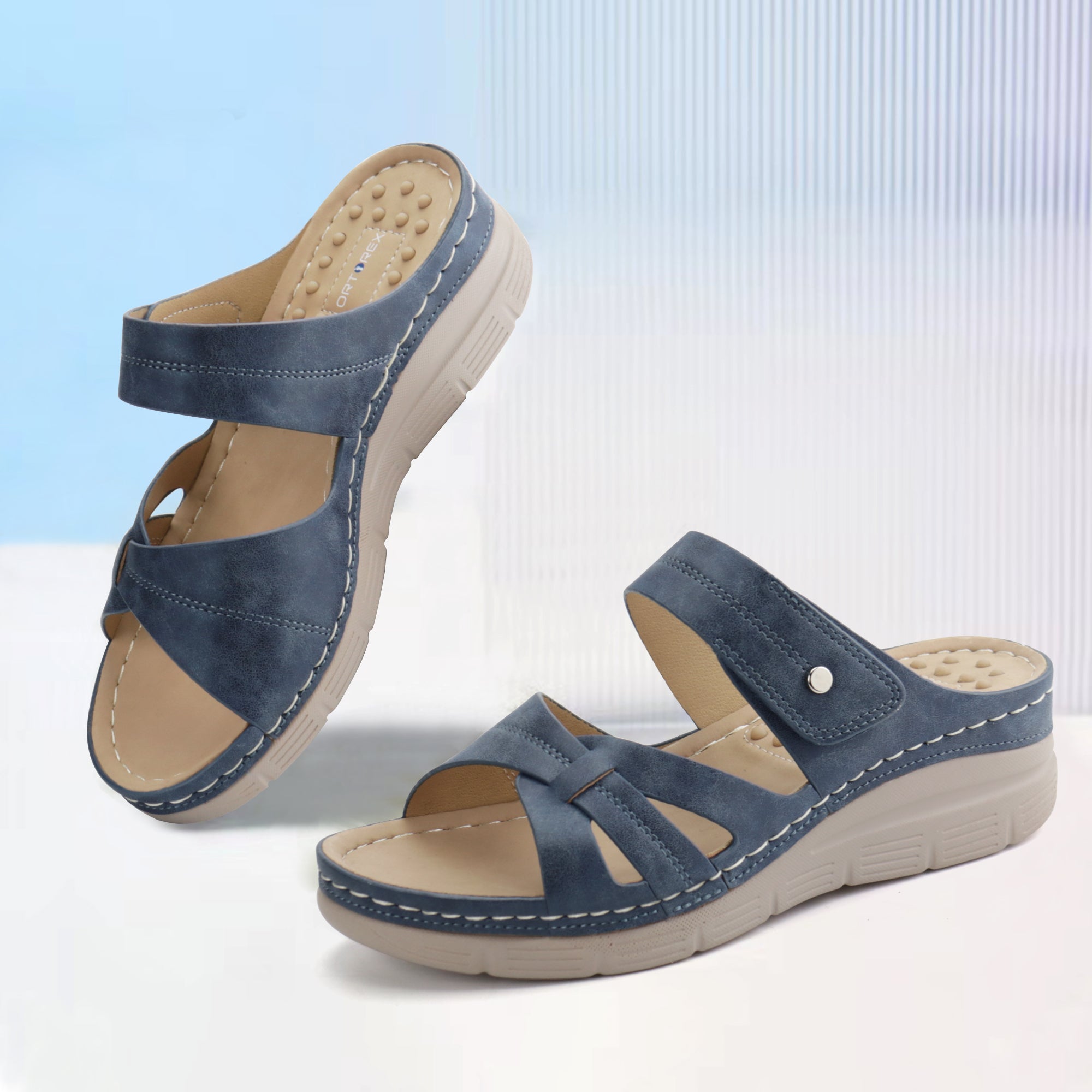 Navy Massage Sandals-Halo