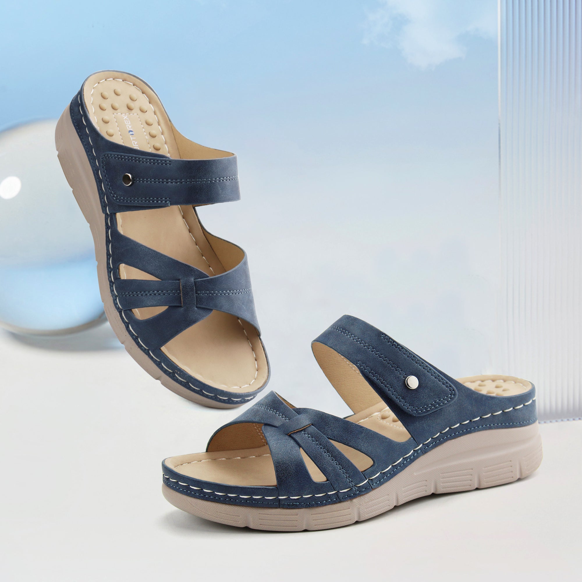 Navy Massage Sandals-Halo