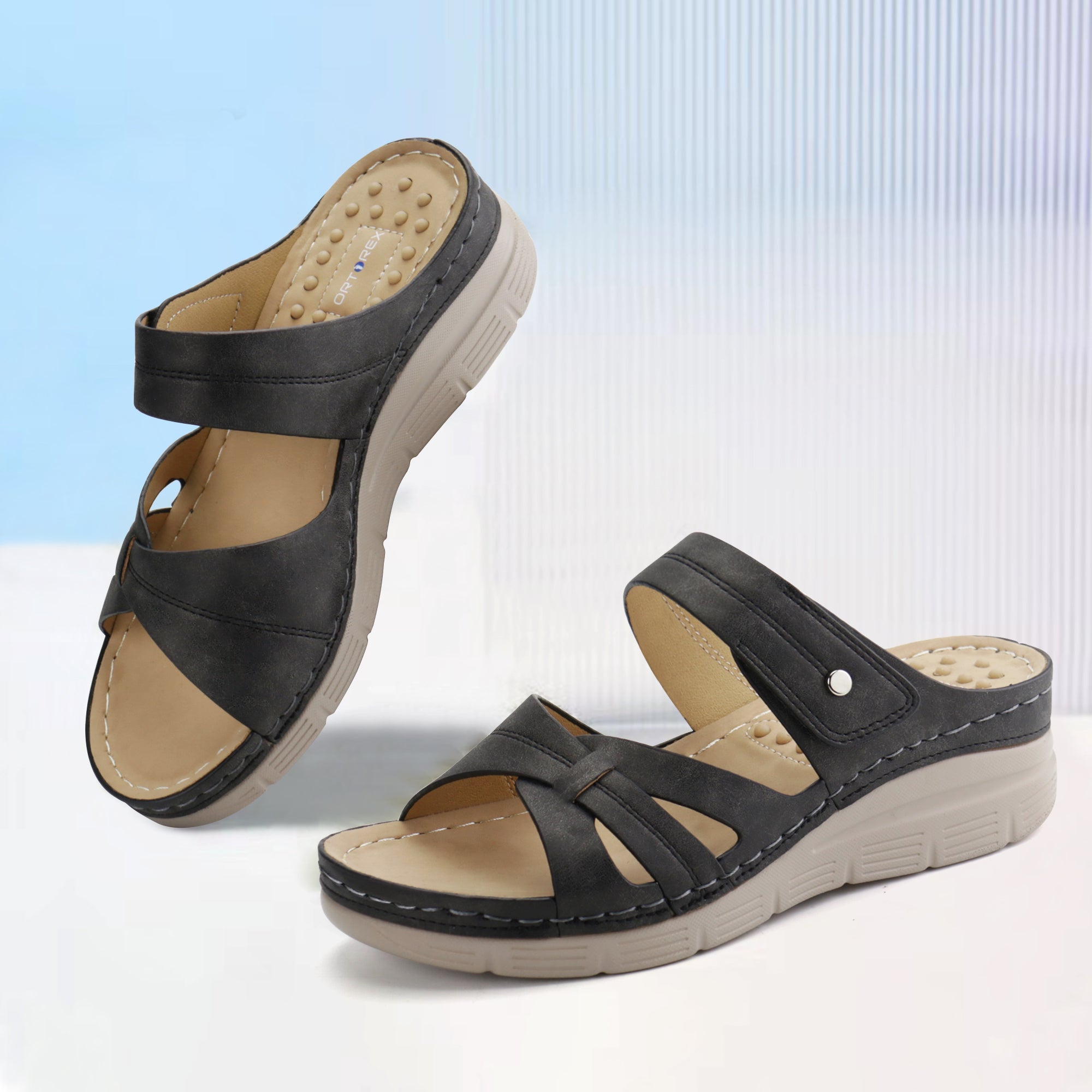 Navy Massage Sandals-Halo