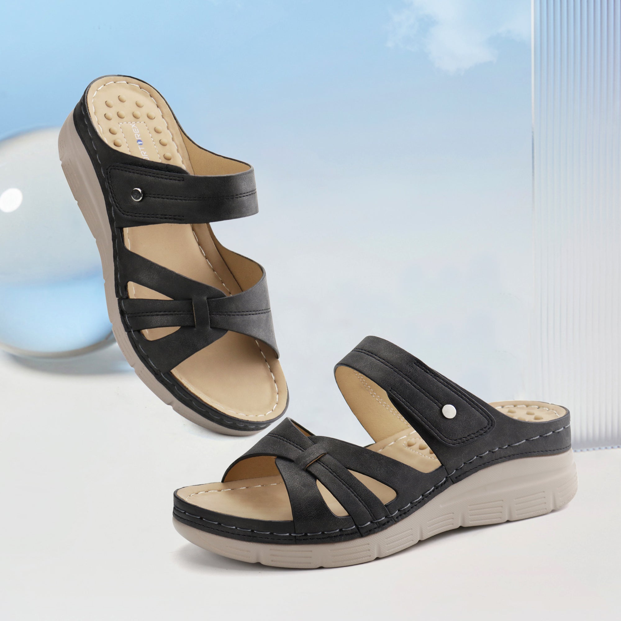 Navy Massage Sandals-Halo