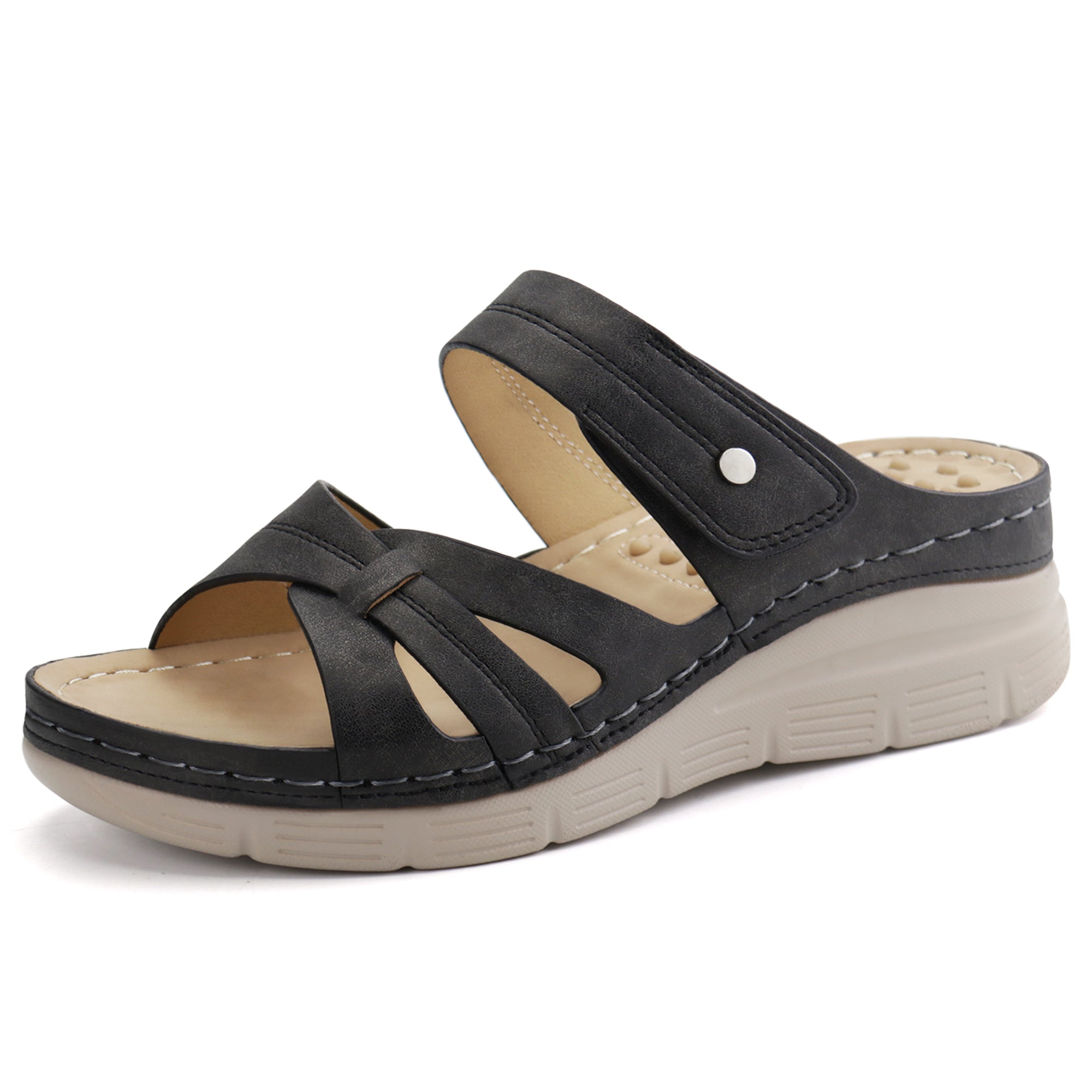 Black Massage Sandals-Halo