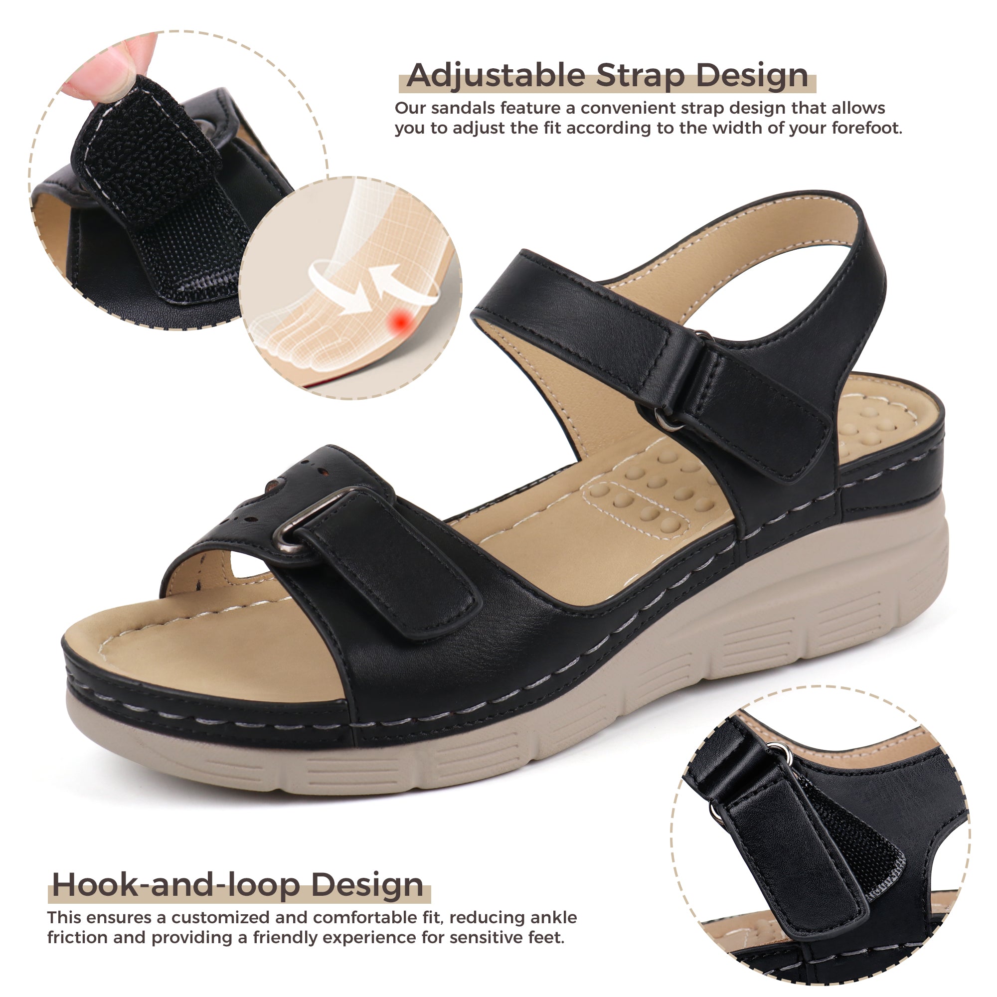 Black Massage Sandals-Scarlett