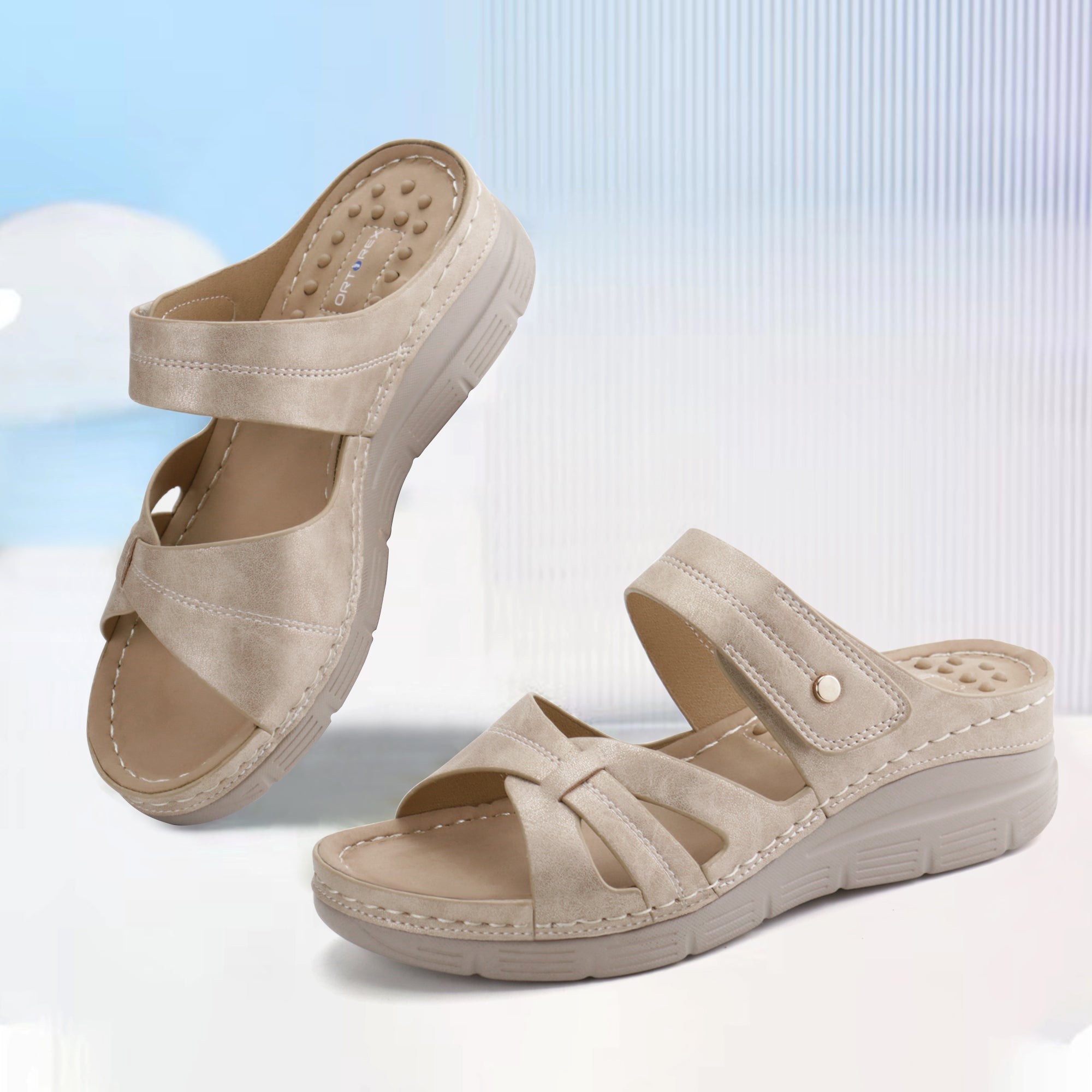 Beige Massage Sandals-Halo