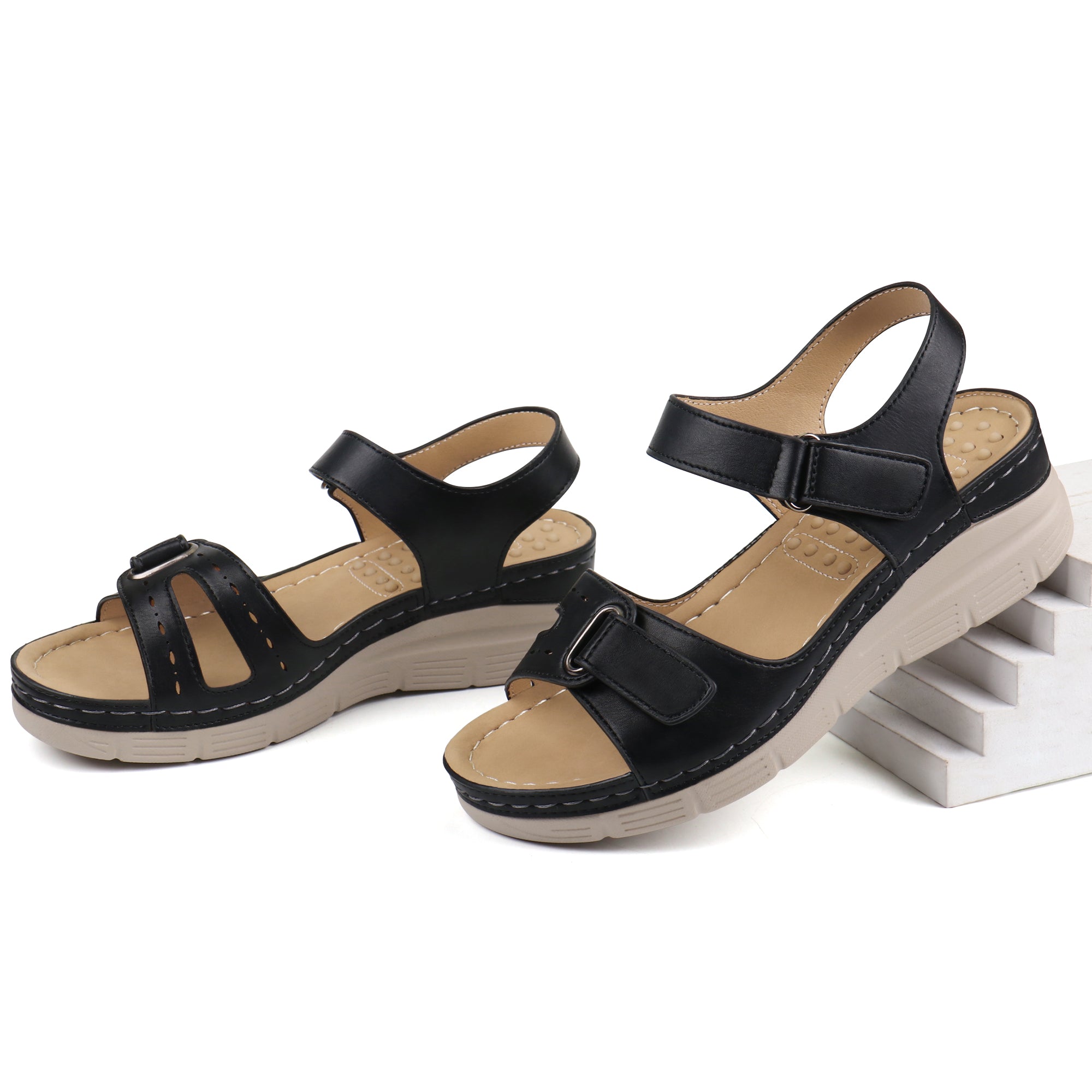 Black Massage Sandals-Scarlett