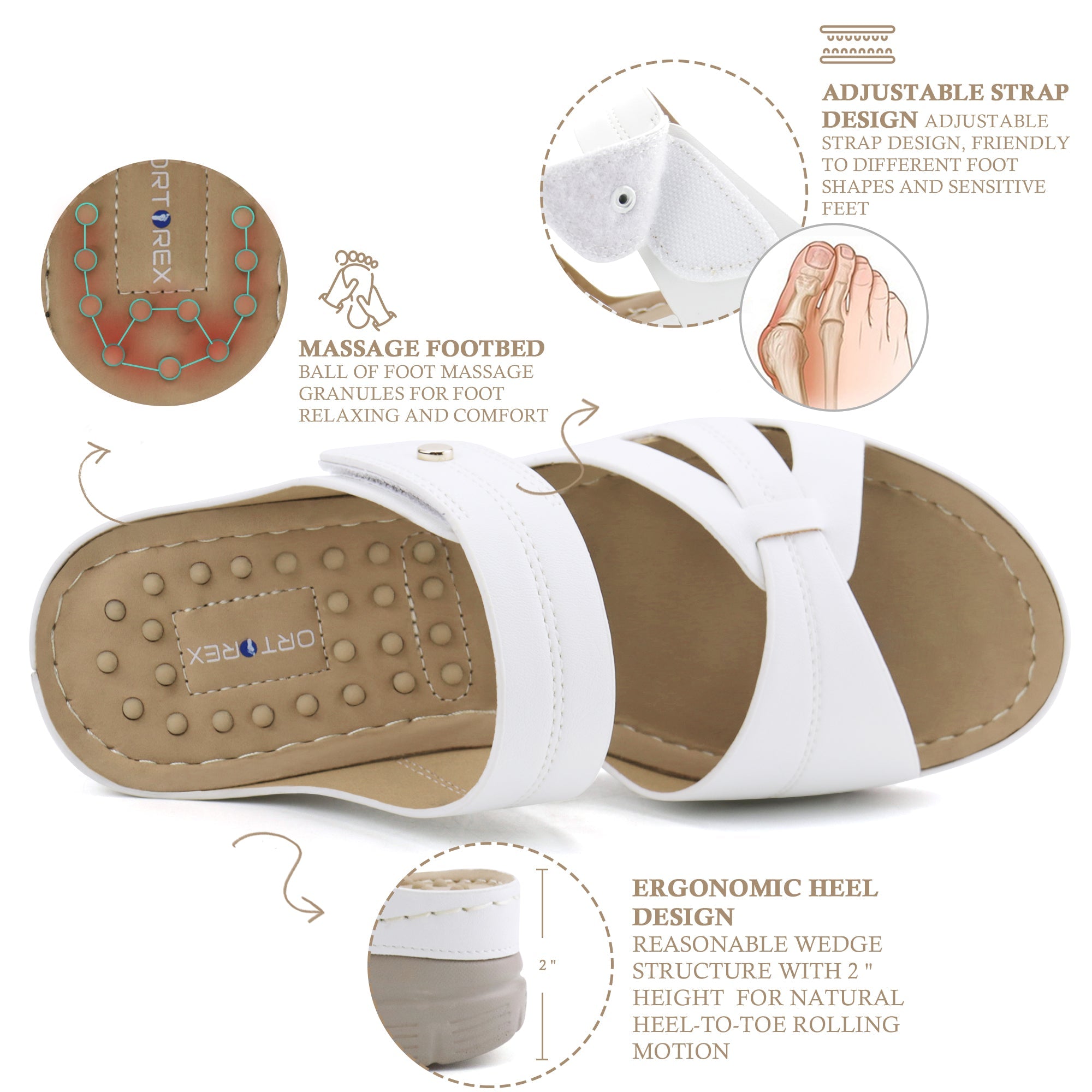 White Massage Sandals-Halo