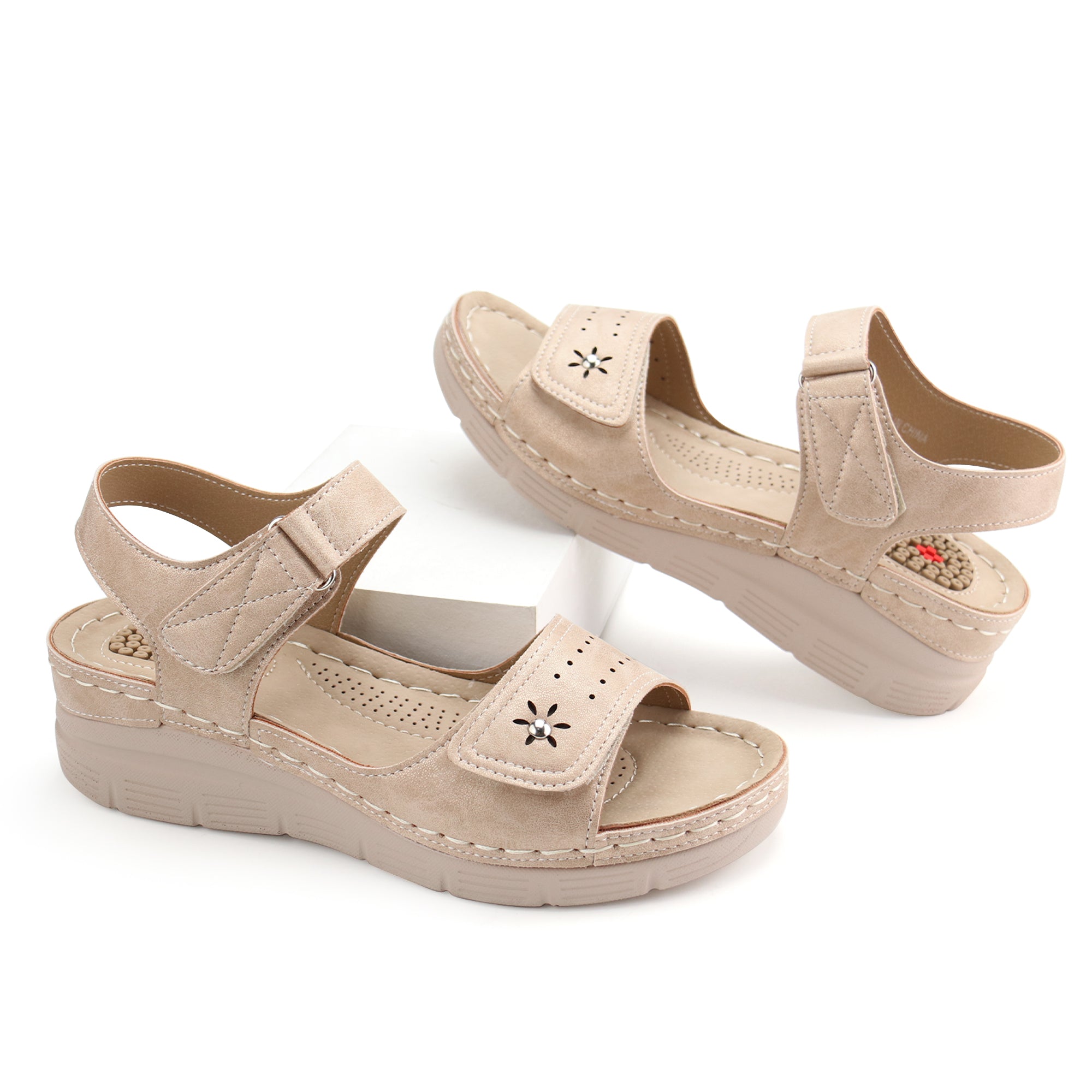 Beige Massage Sandals-Stella