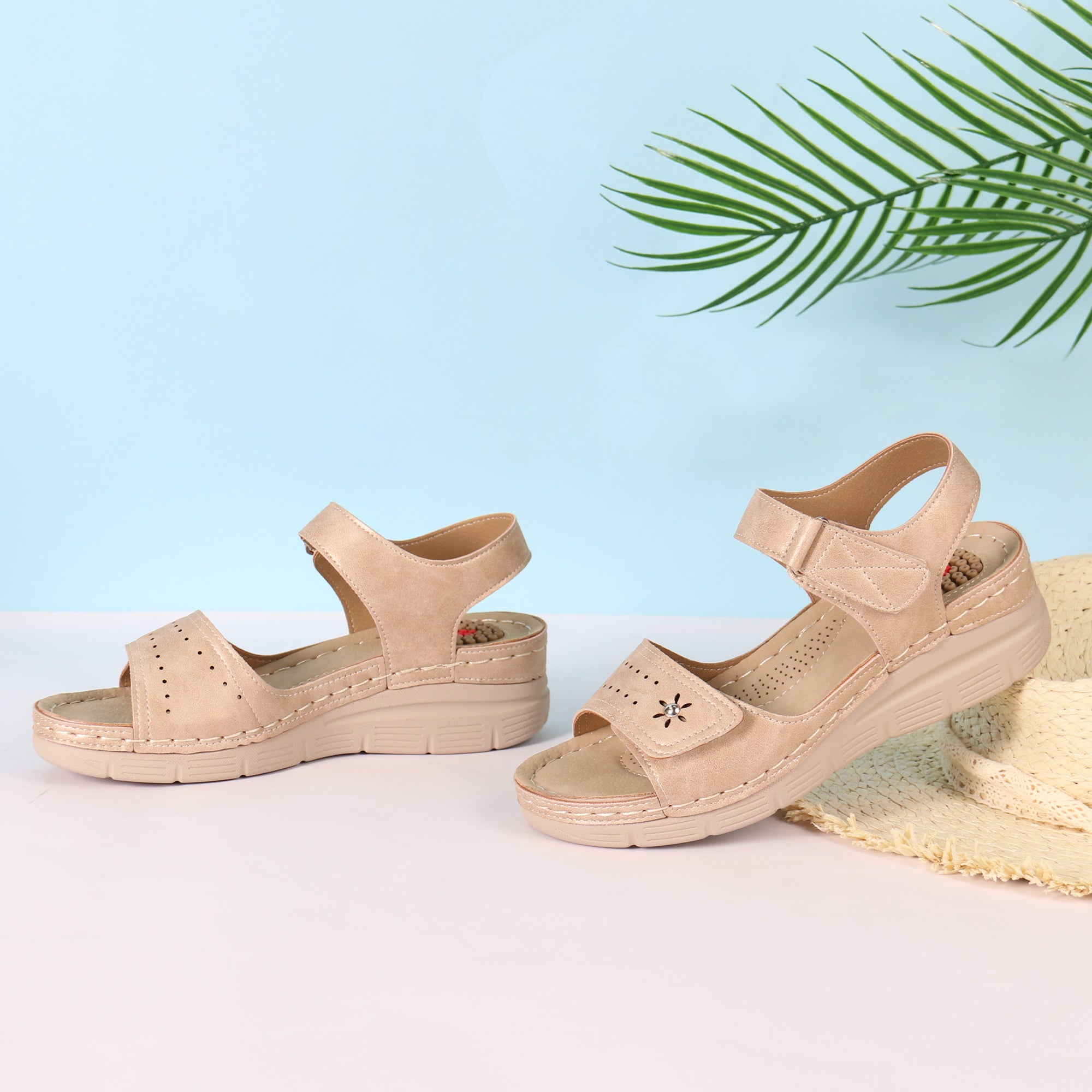 Beige Massage Sandals-Stella