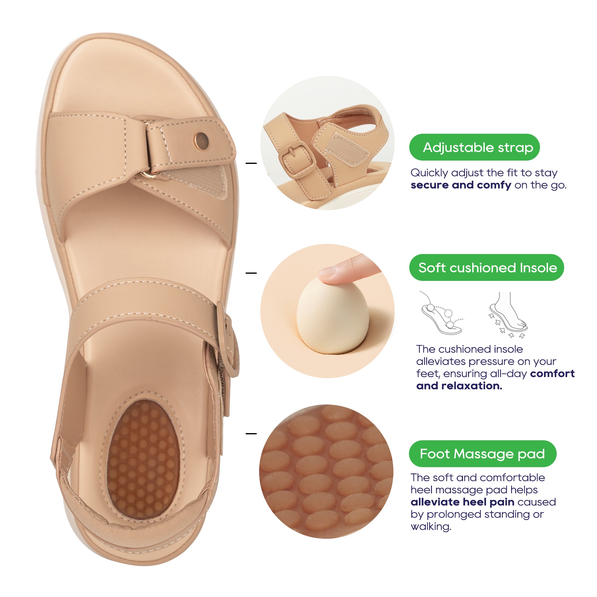 Black Massage Sandals-Tessa