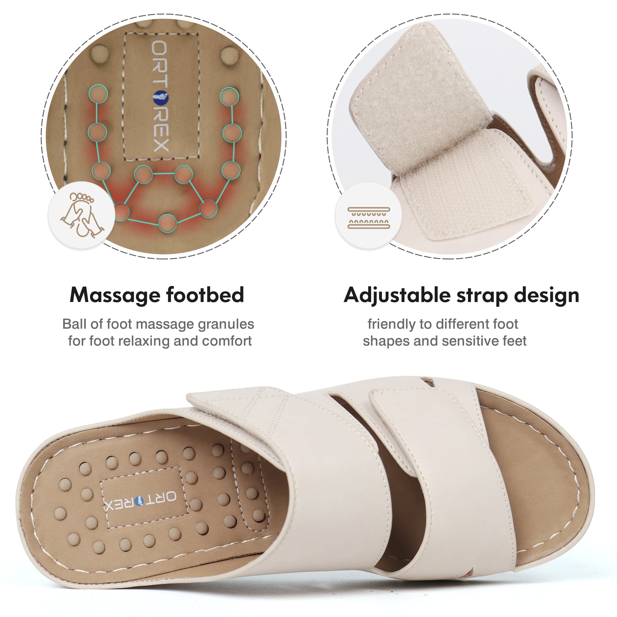 Beige Massage Sandals-Amara