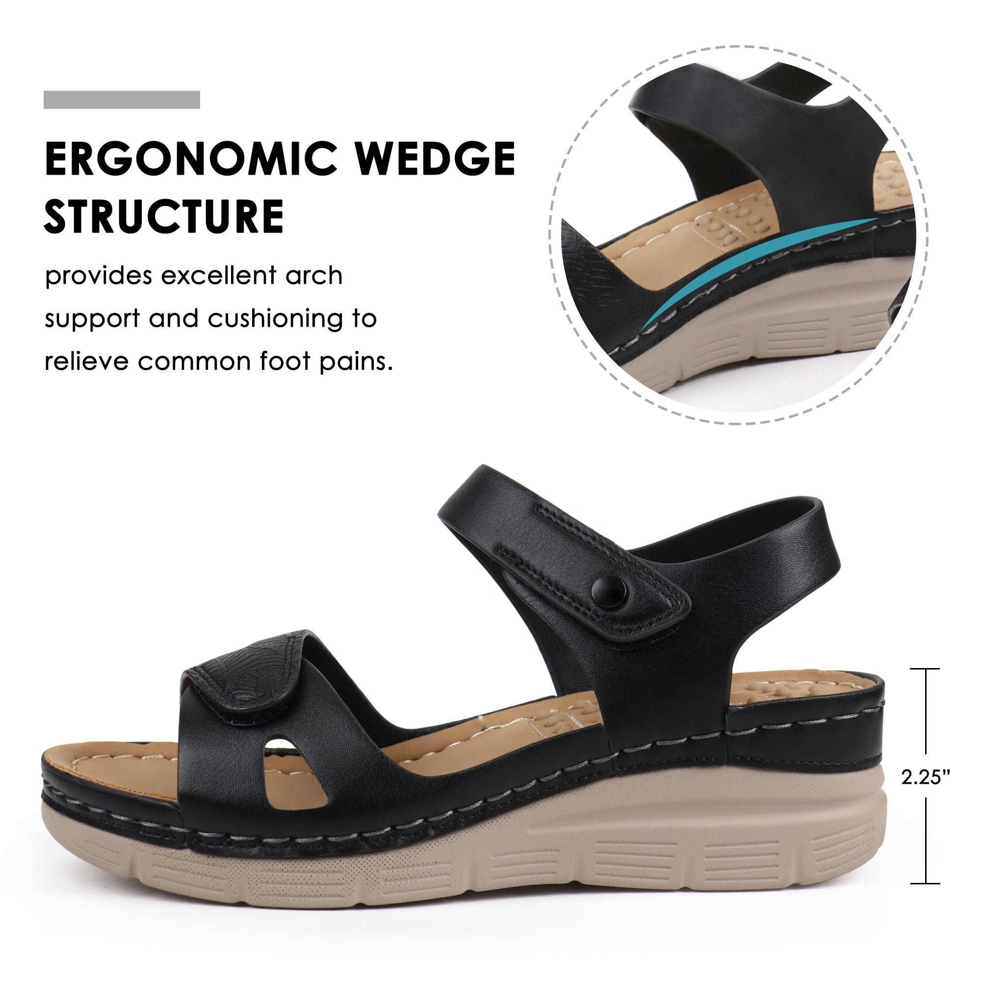 Black Massage Sandals-Happer