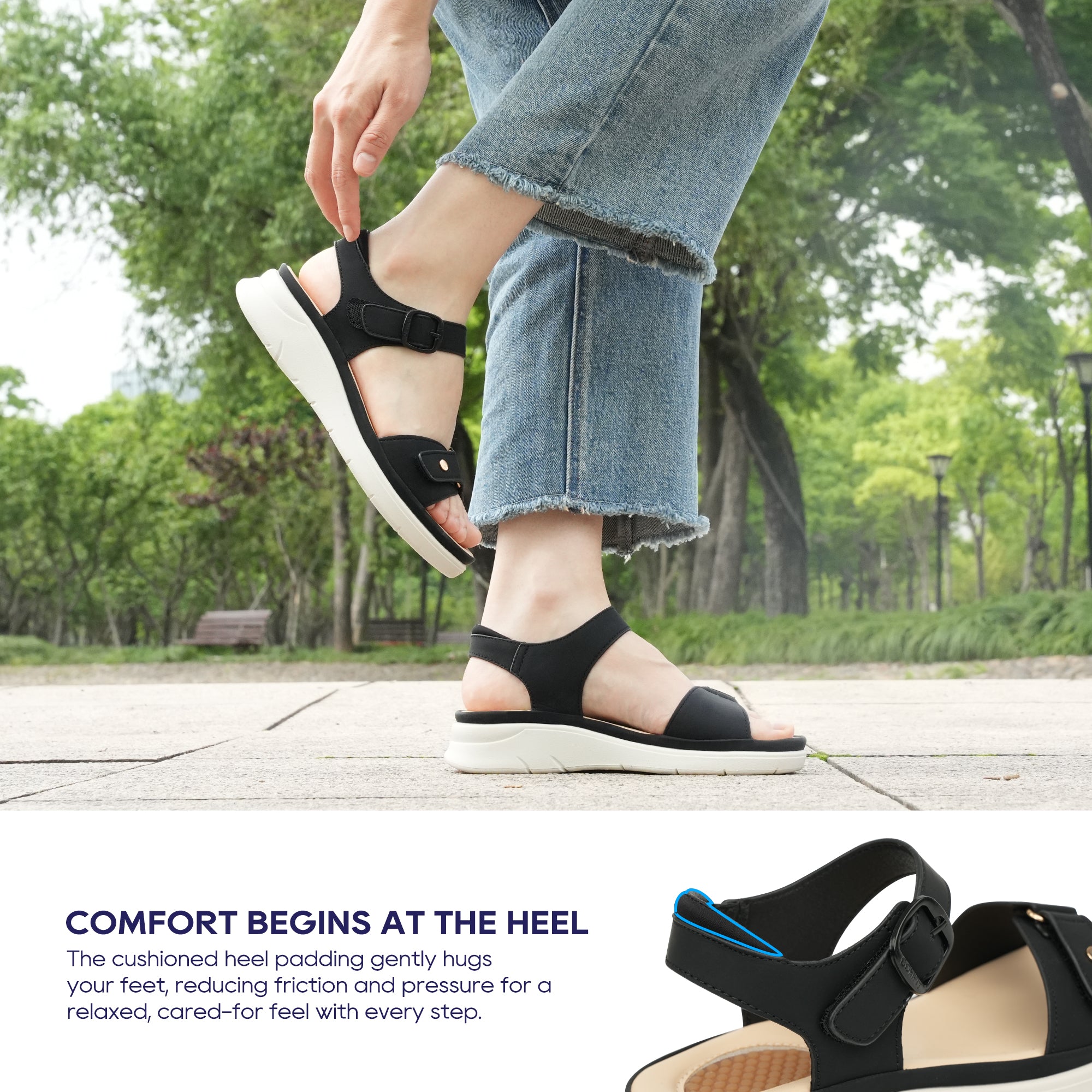 Black Massage Sandals-Tessa