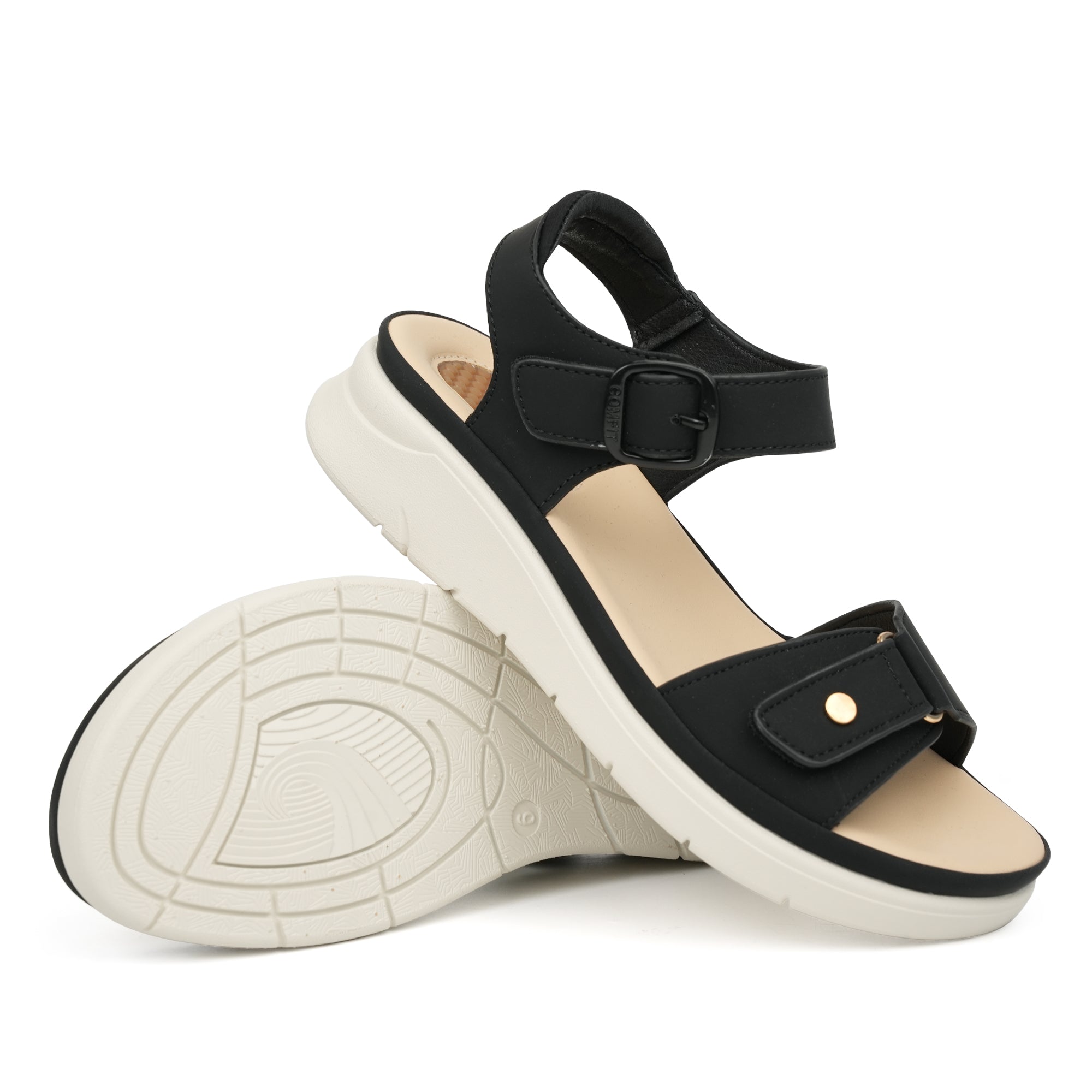 Black Massage Sandals-Tessa