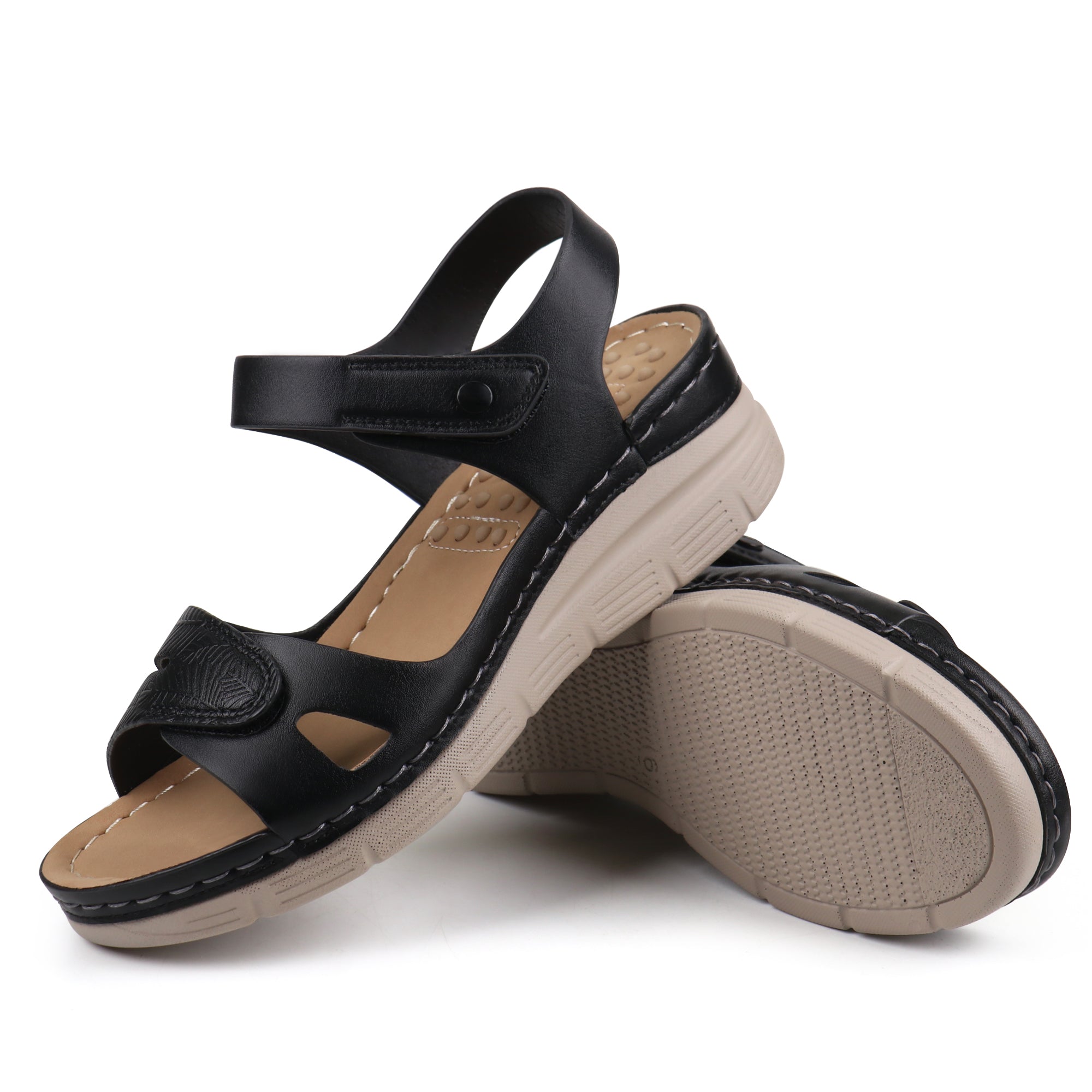 Black Massage Sandals-Happer