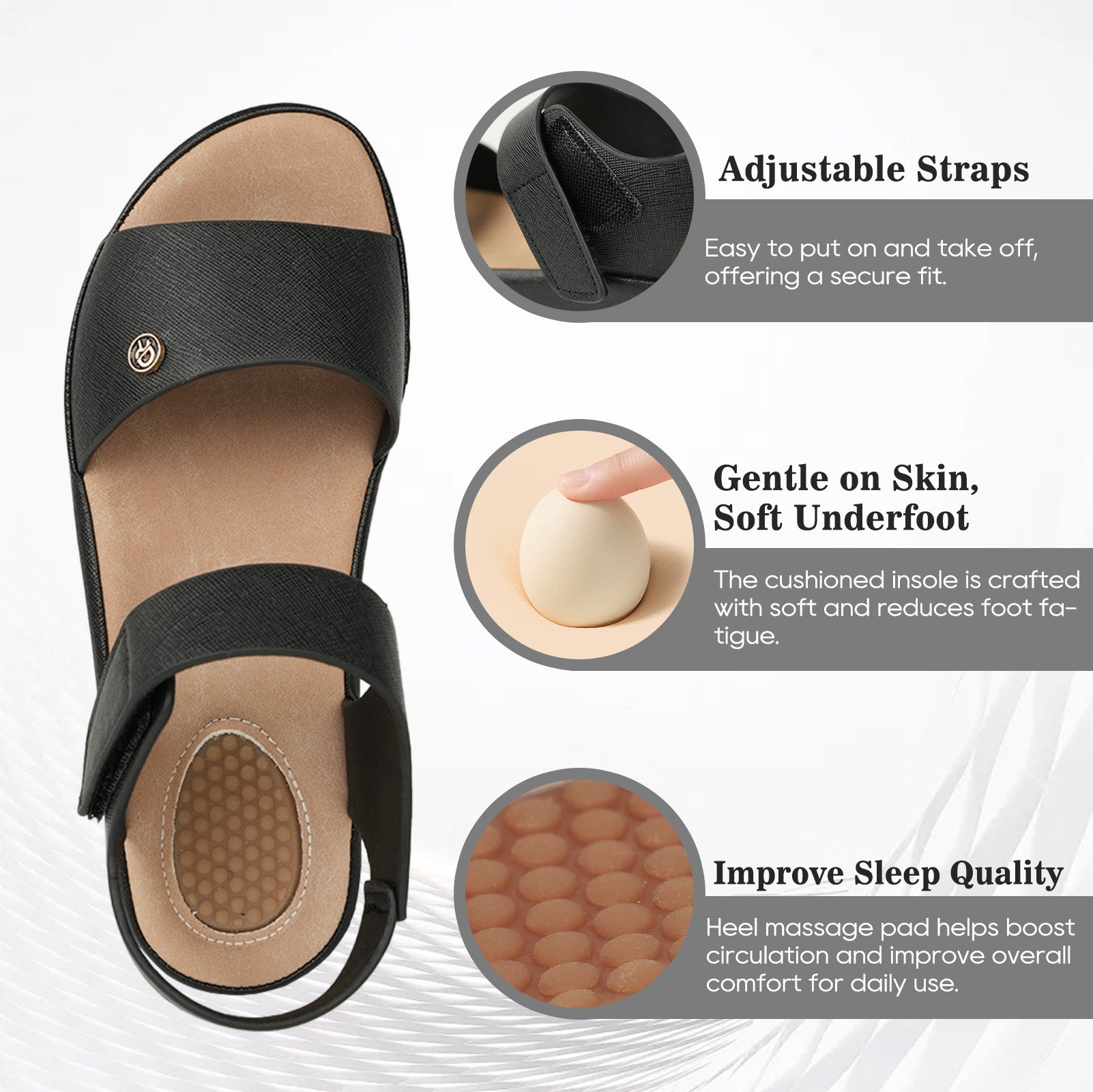 Black Massage Sandals-Maeve