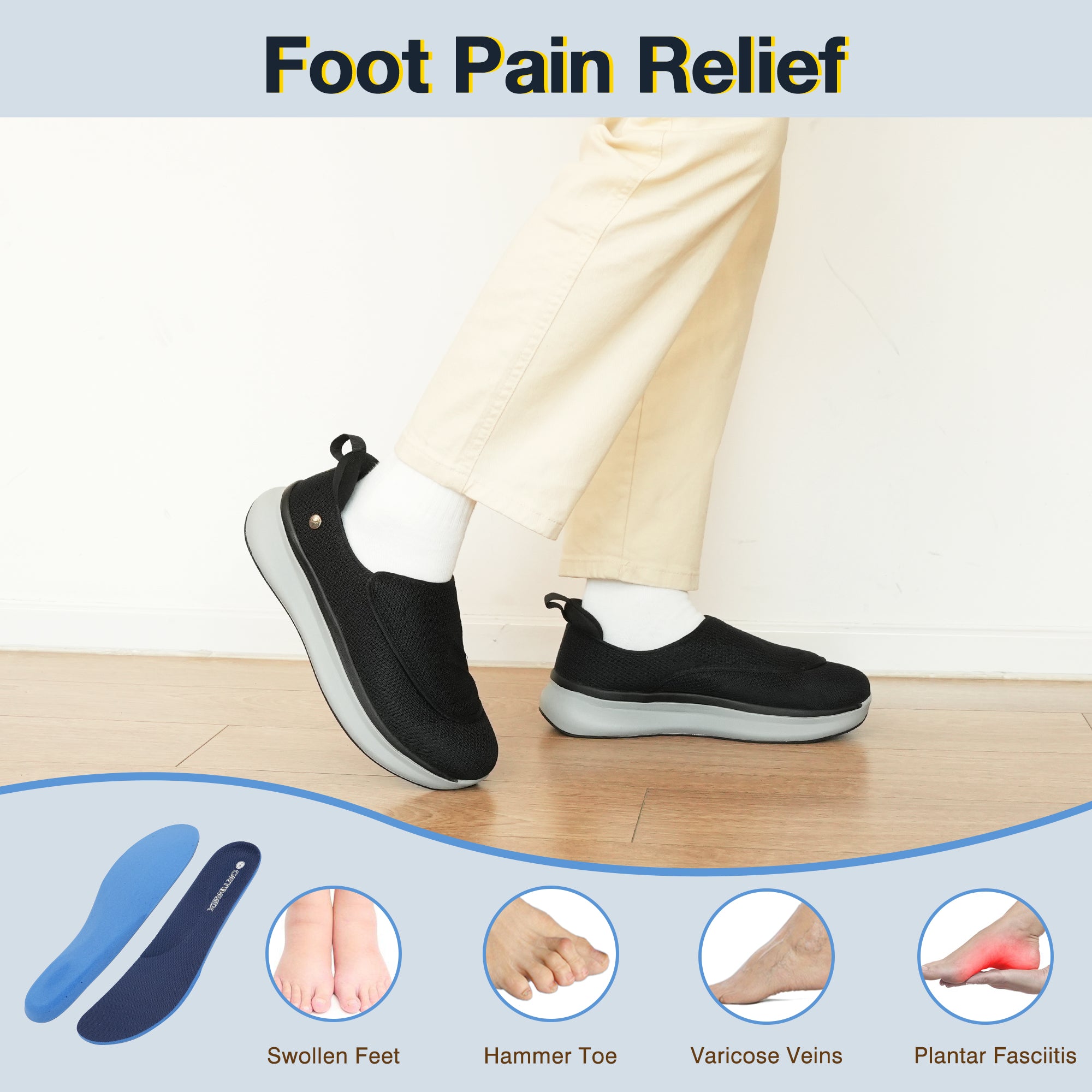 Navy Walking Shoes-Hank