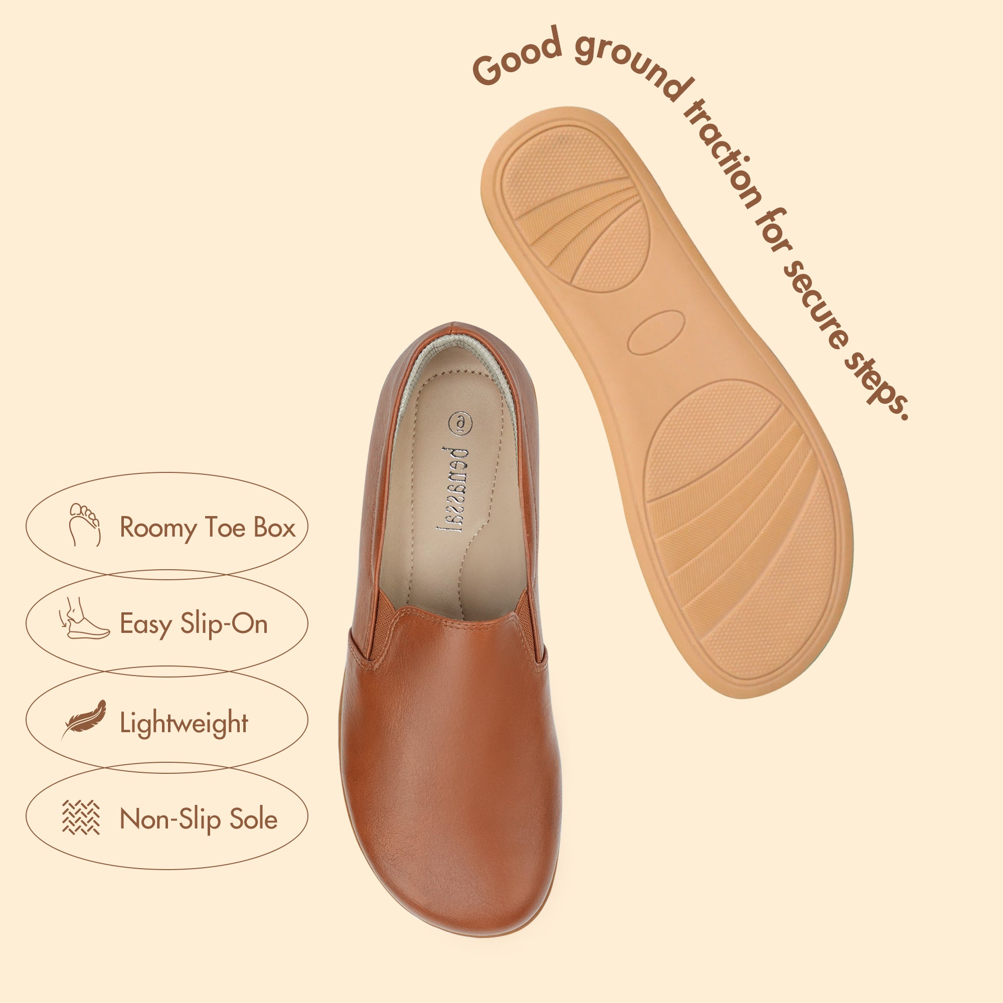 Ortho+rest Women Barefoot Dress Shoes Comfortable Walking Loafers-Satra Khaki / 10 Ortho+rest Women Barefoot Dress Shoes Comfortable Walking Loafers-Satra Khaki / 10