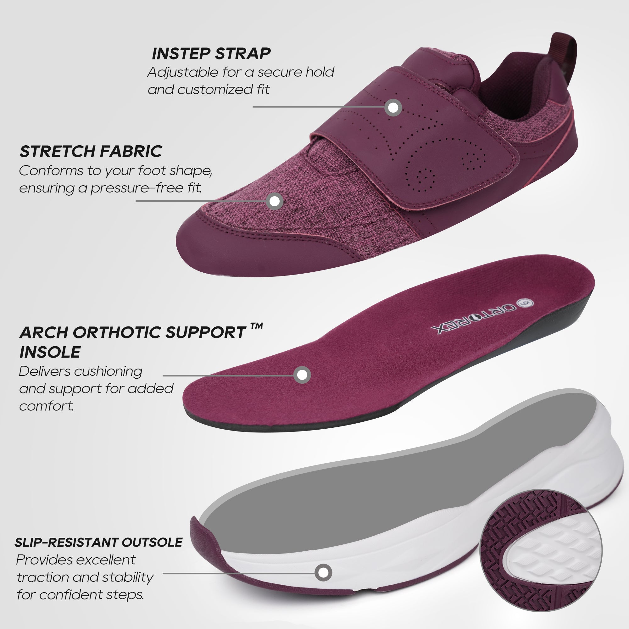 Black Berry Walking Shoes-Lyra