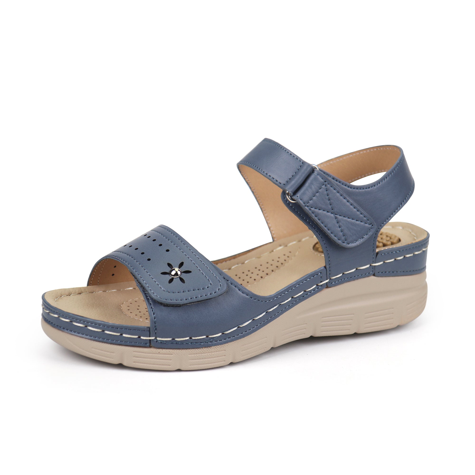 Navy Massage Sandals-Stella