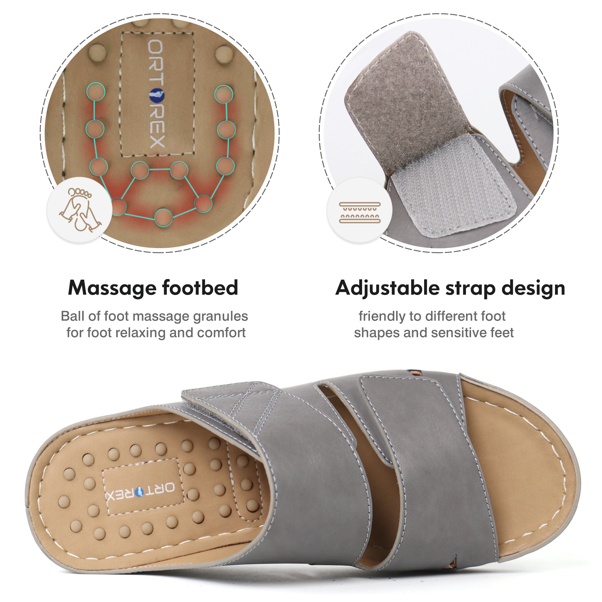 Grey Massage Sandals-Amara