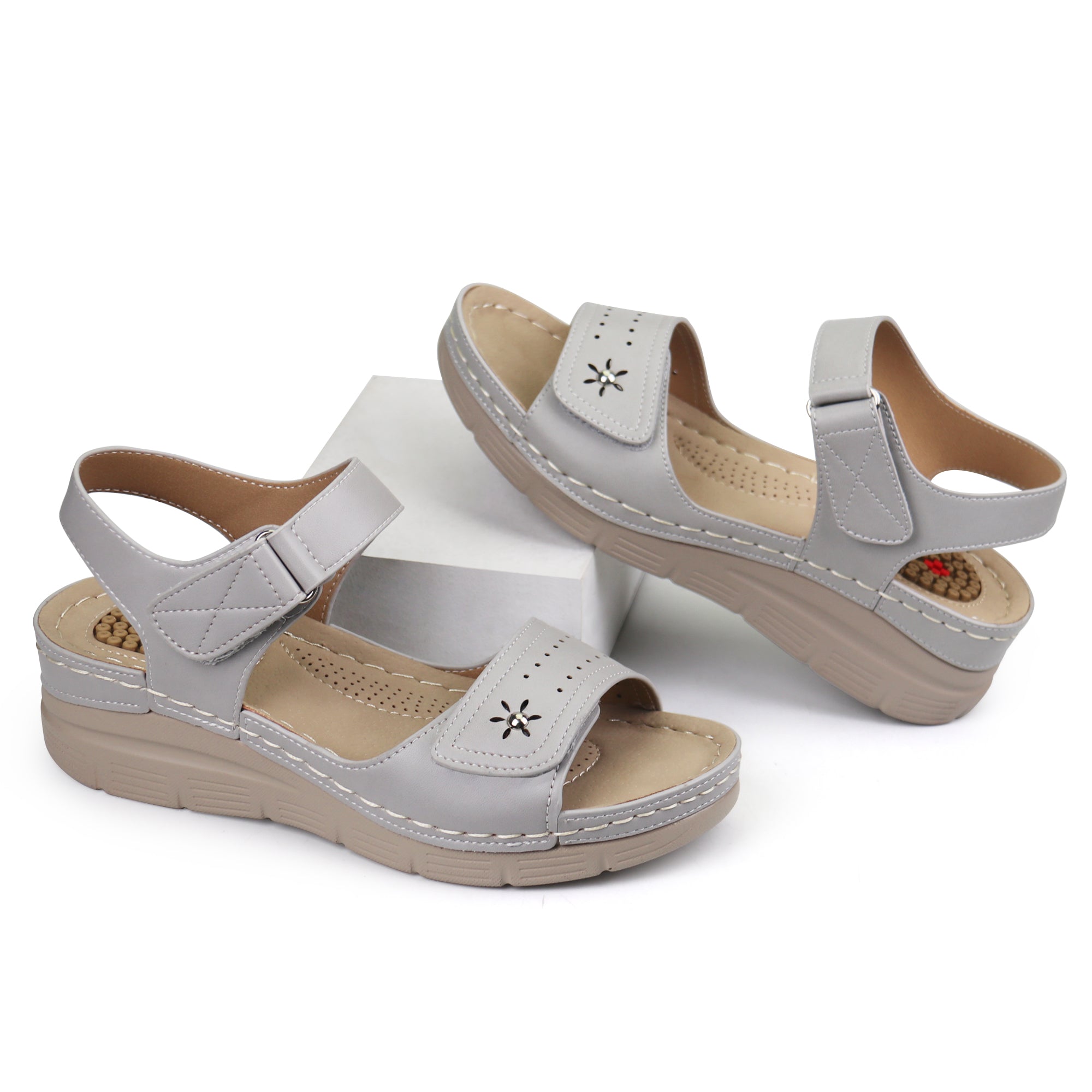 Beige Massage Sandals-Stella