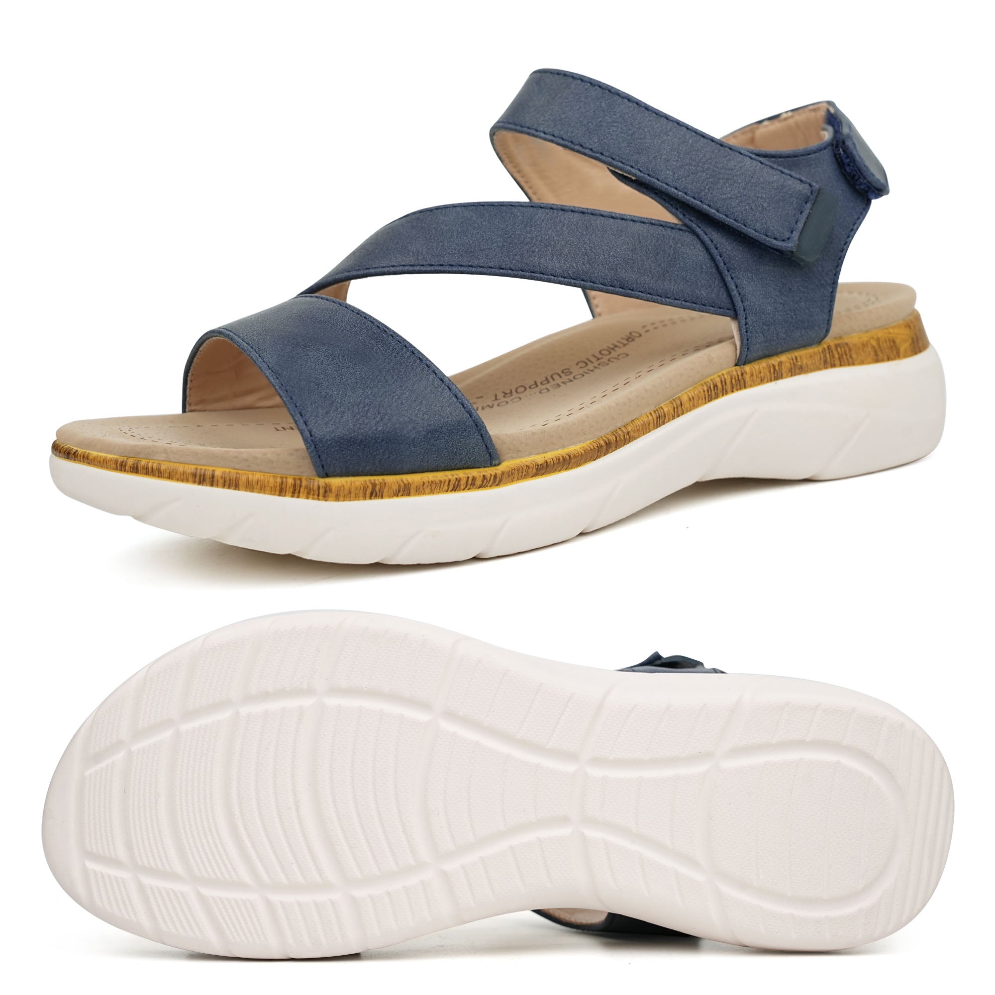 Navy Arch Support Sandals-Lilia
