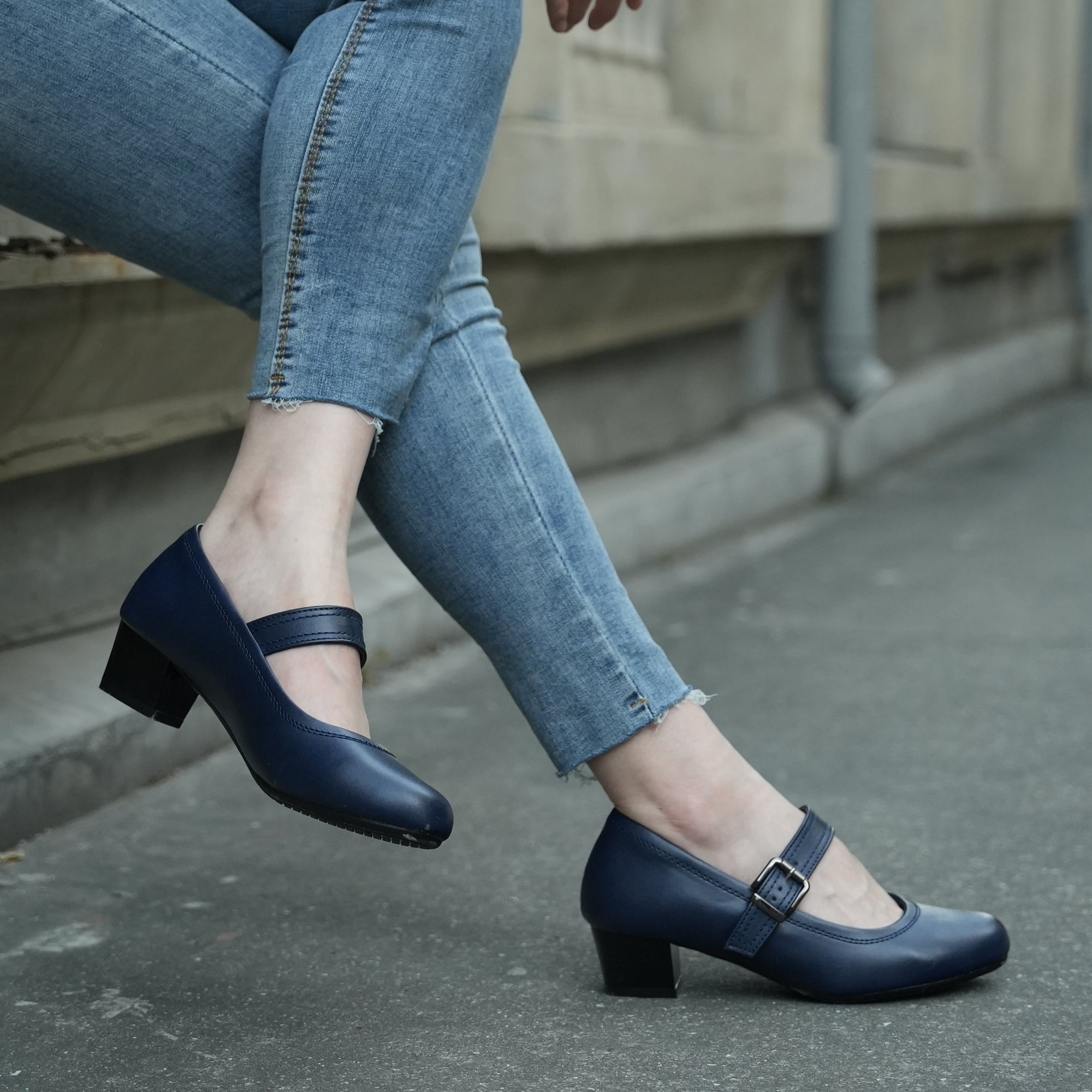 Navy low heel dress shoes best sale