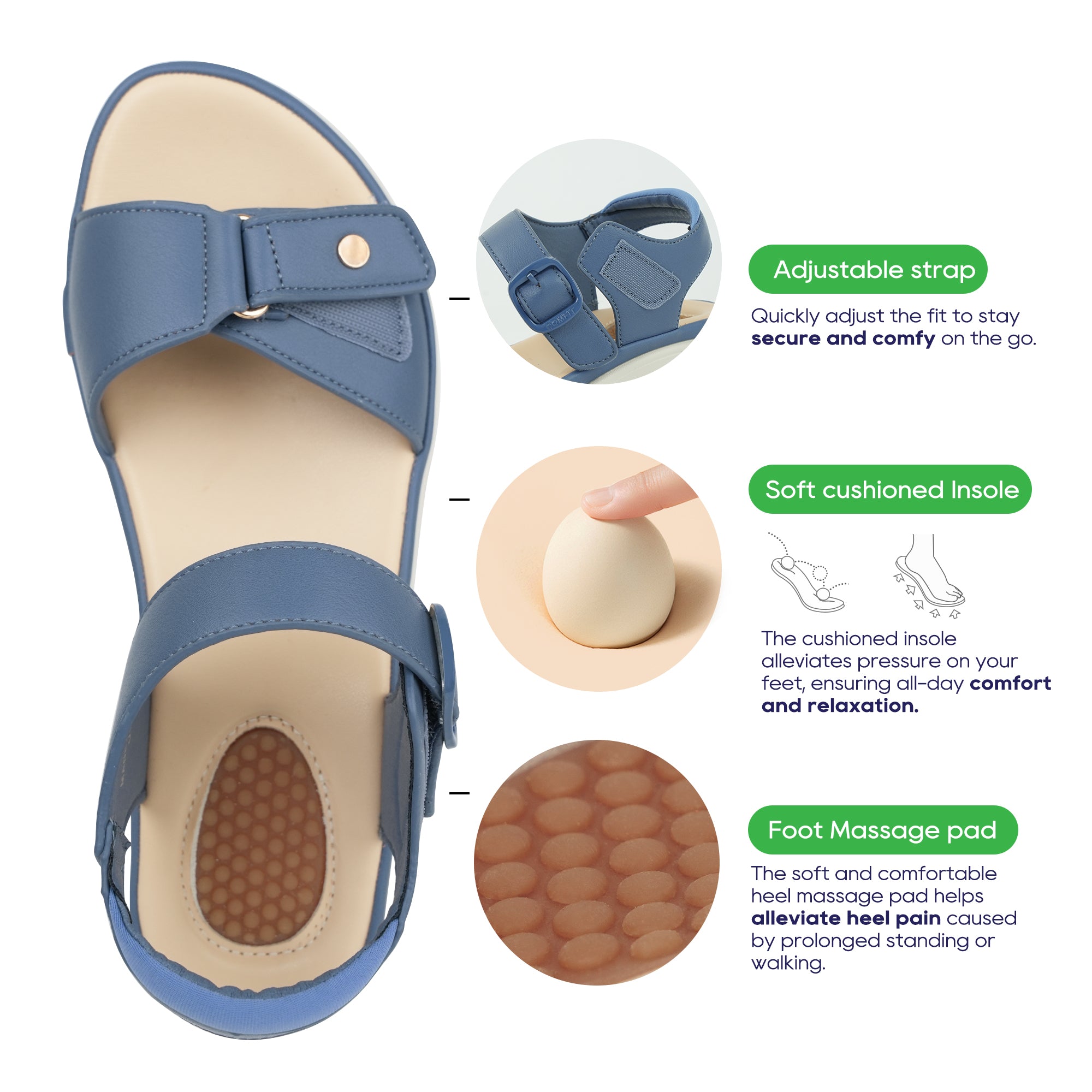 Black Massage Sandals-Tessa