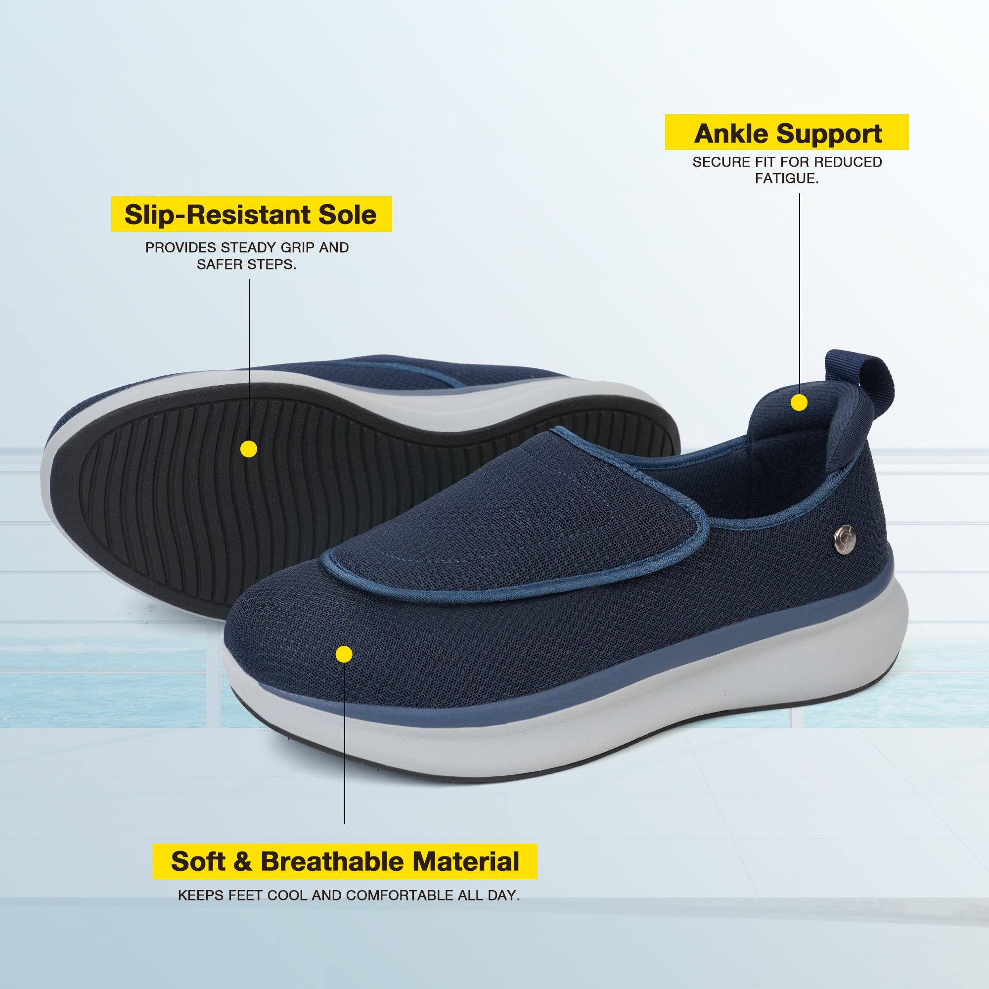 Navy Walking Shoes-Hank