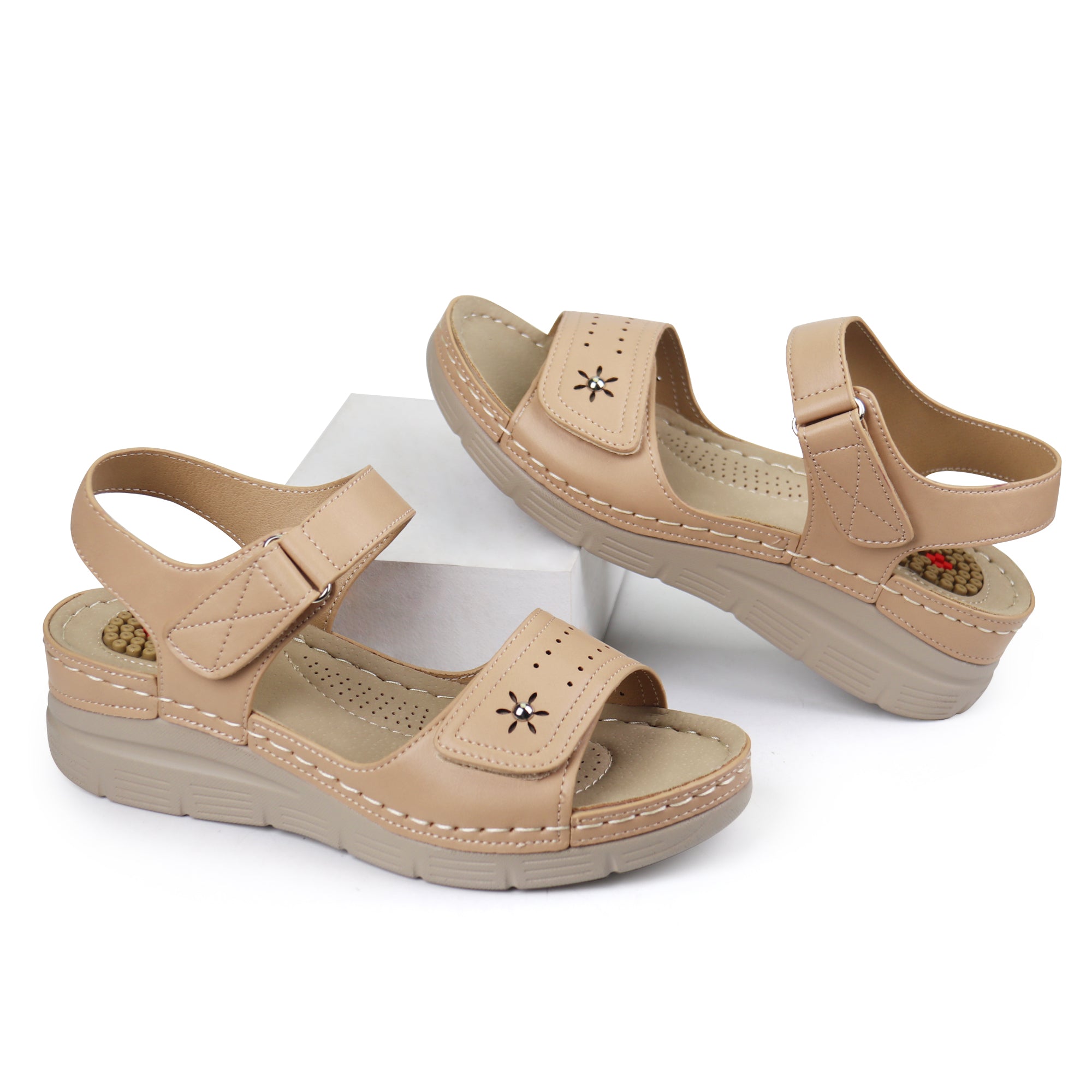 Beige Massage Sandals-Stella