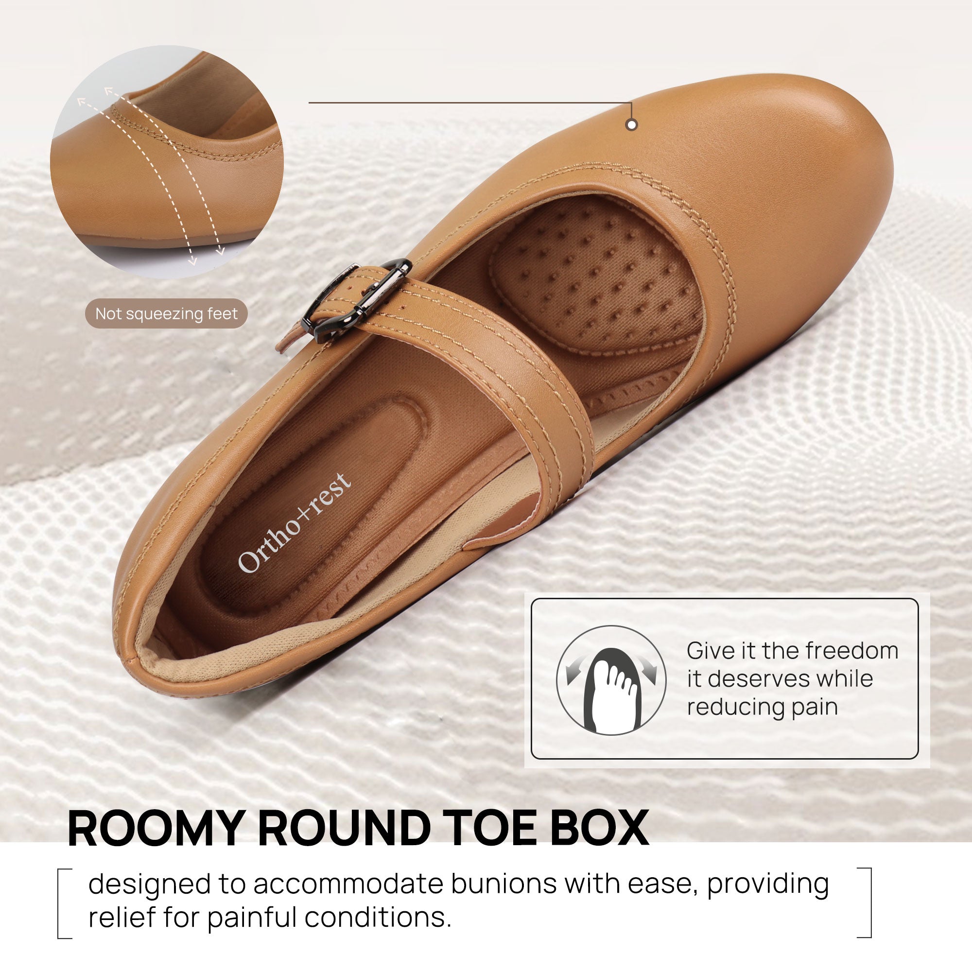 Ortho+rest Women Mary Janes Bunions Shoes Orthopedic Dress Shoes Low