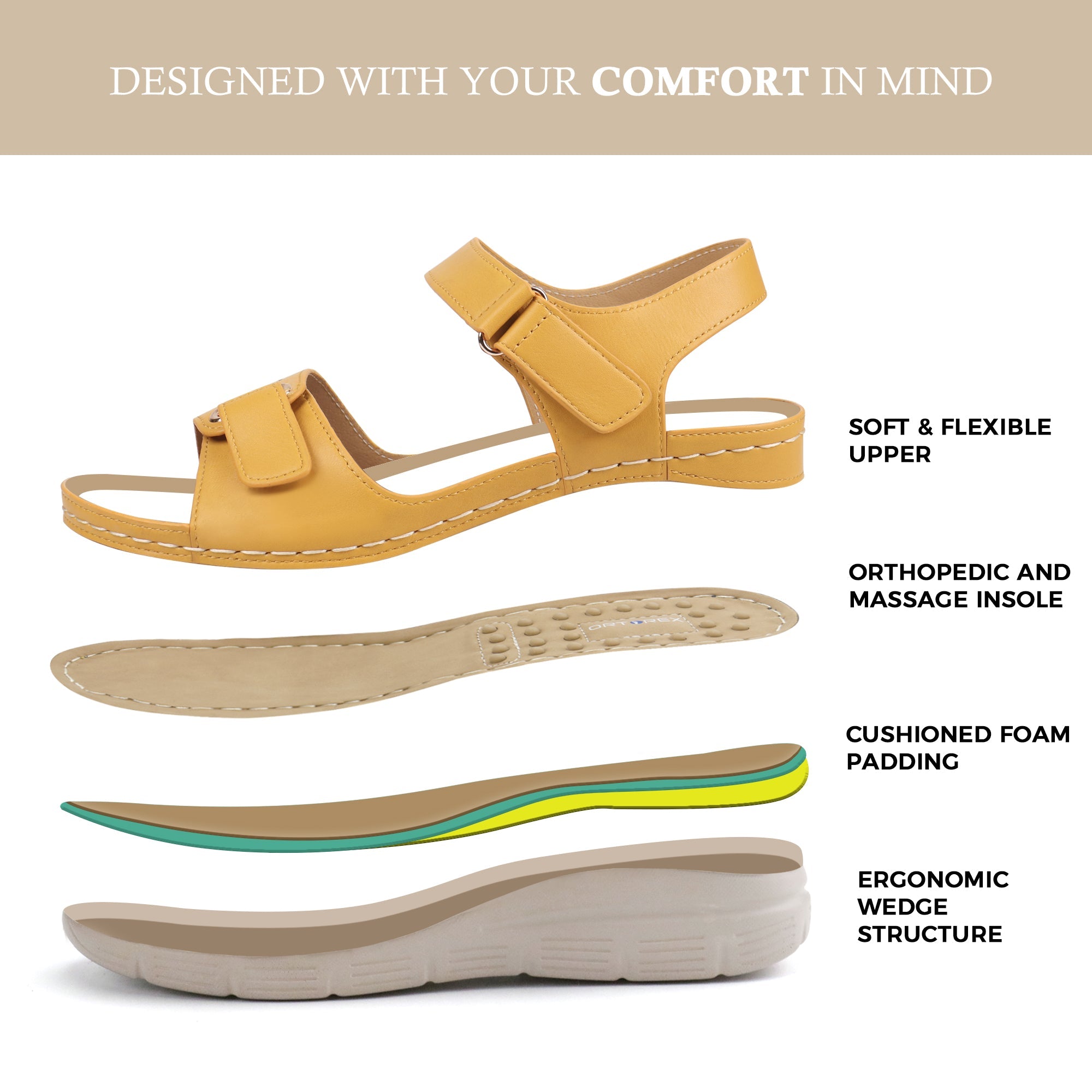 Yellow Massage Sandals-Scarlett