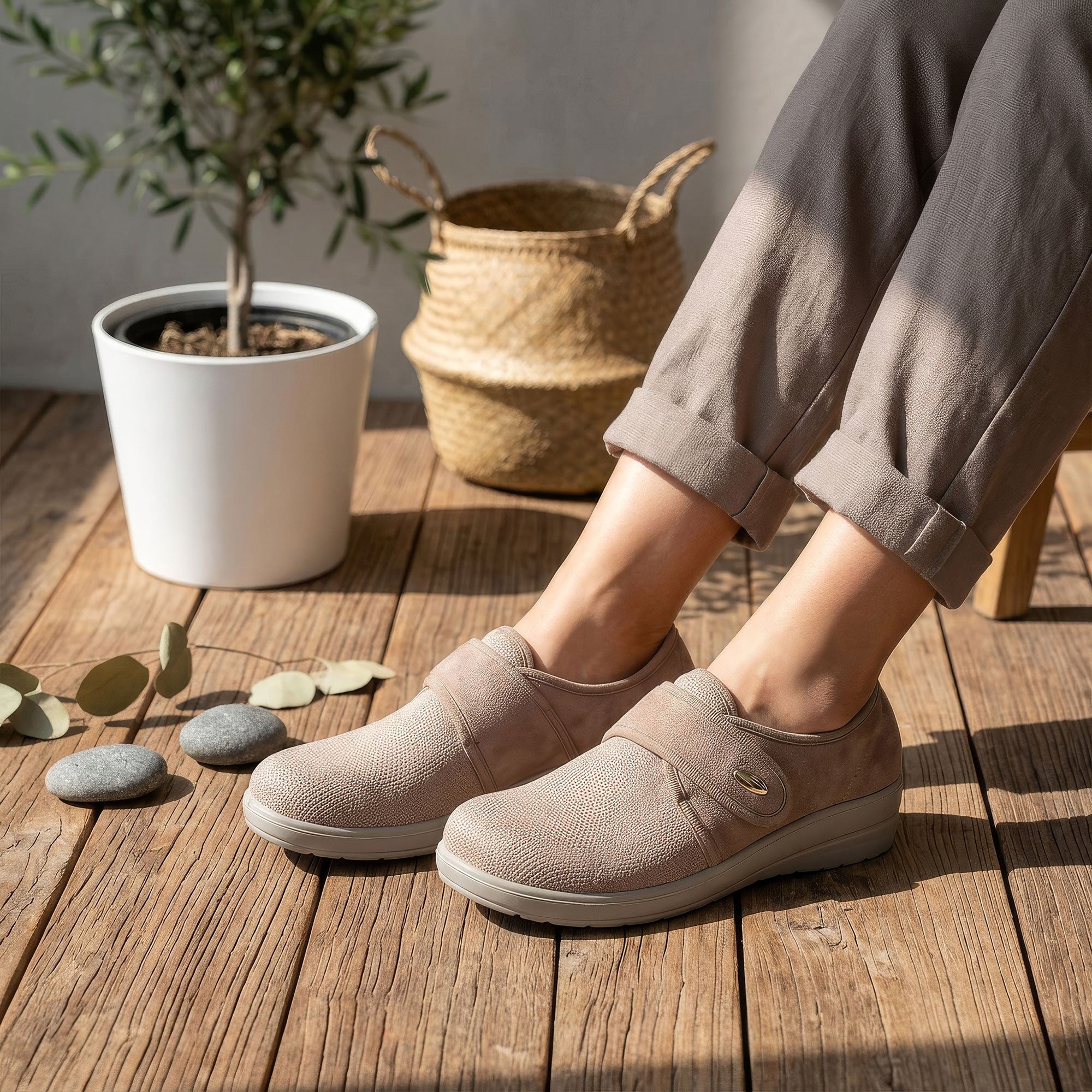 Beige Walking Shoes-Elin