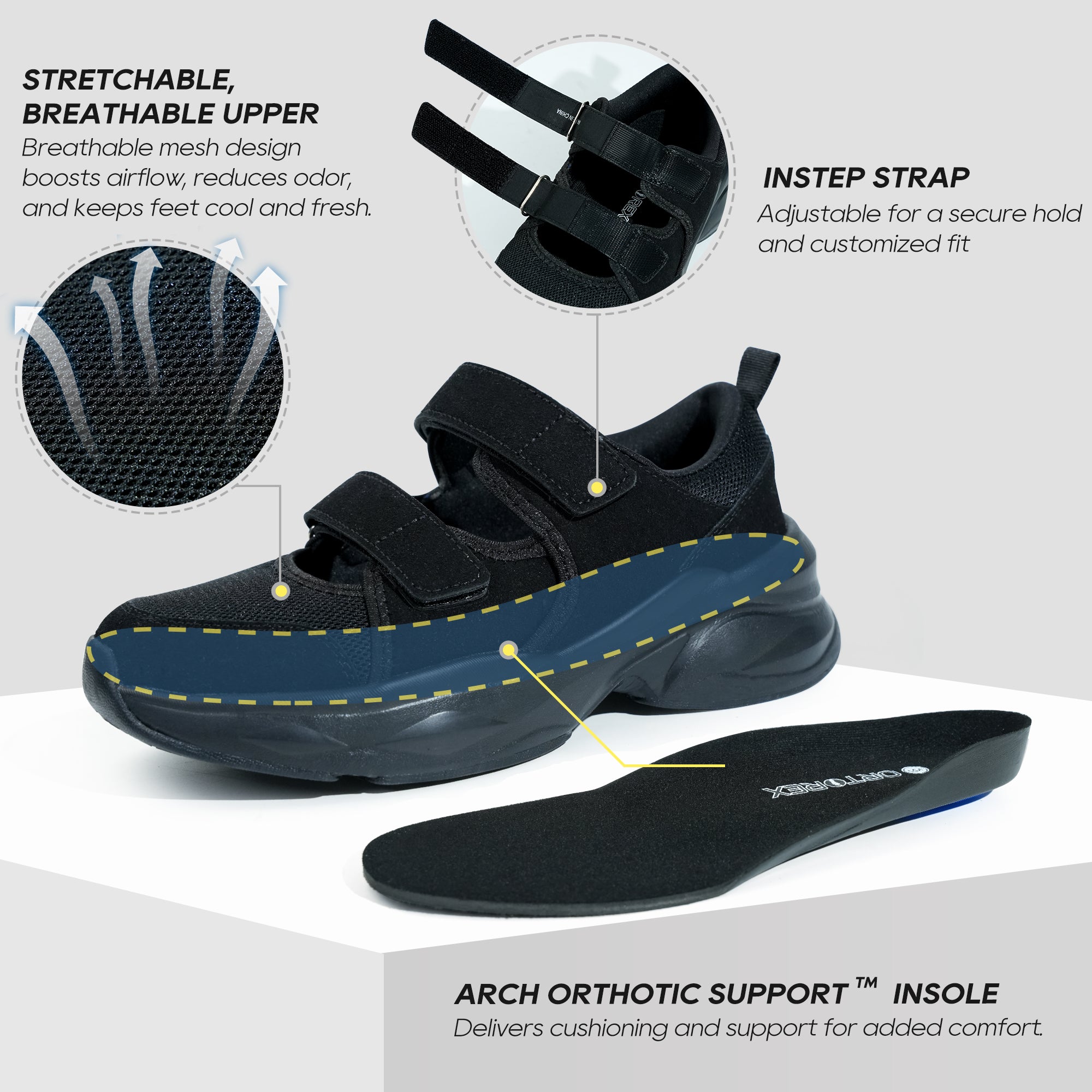 Black Walking Shoes-Adeline