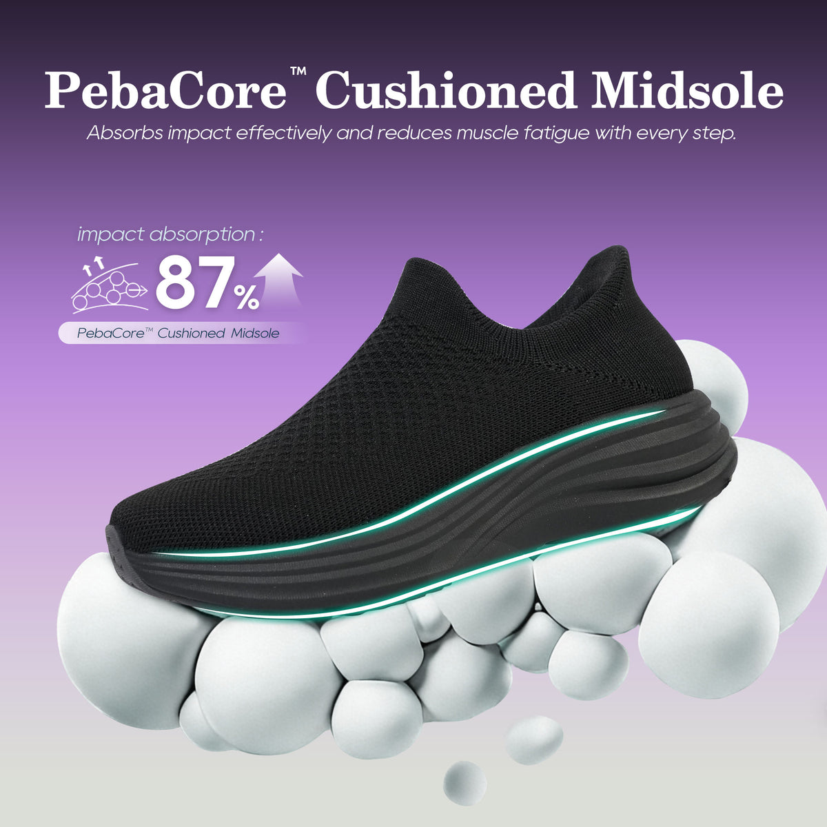 ZenEnergy Black Walking Shoes - Cara