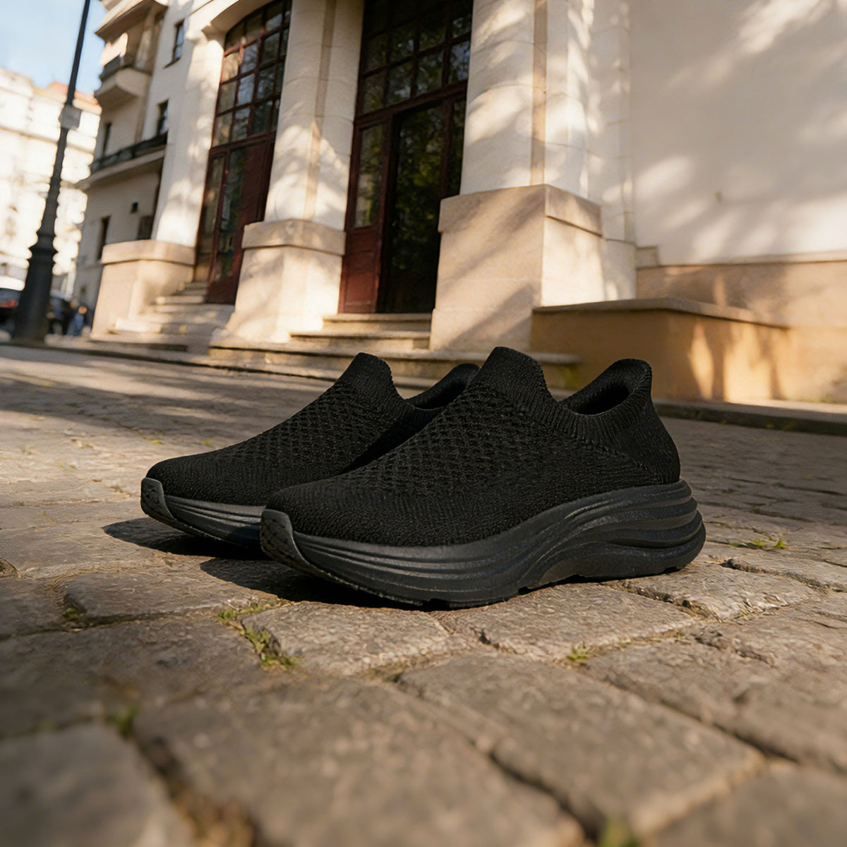 ZenEnergy Black Walking Shoes - Cara